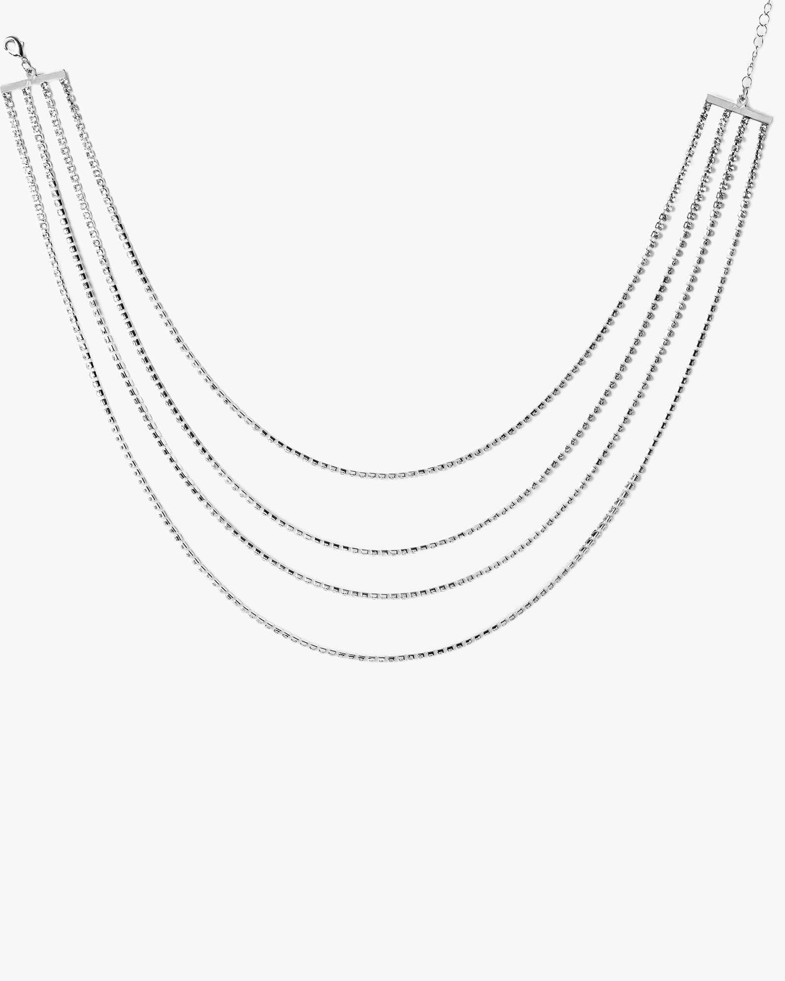 Crystal 4 Row Thin Necklace