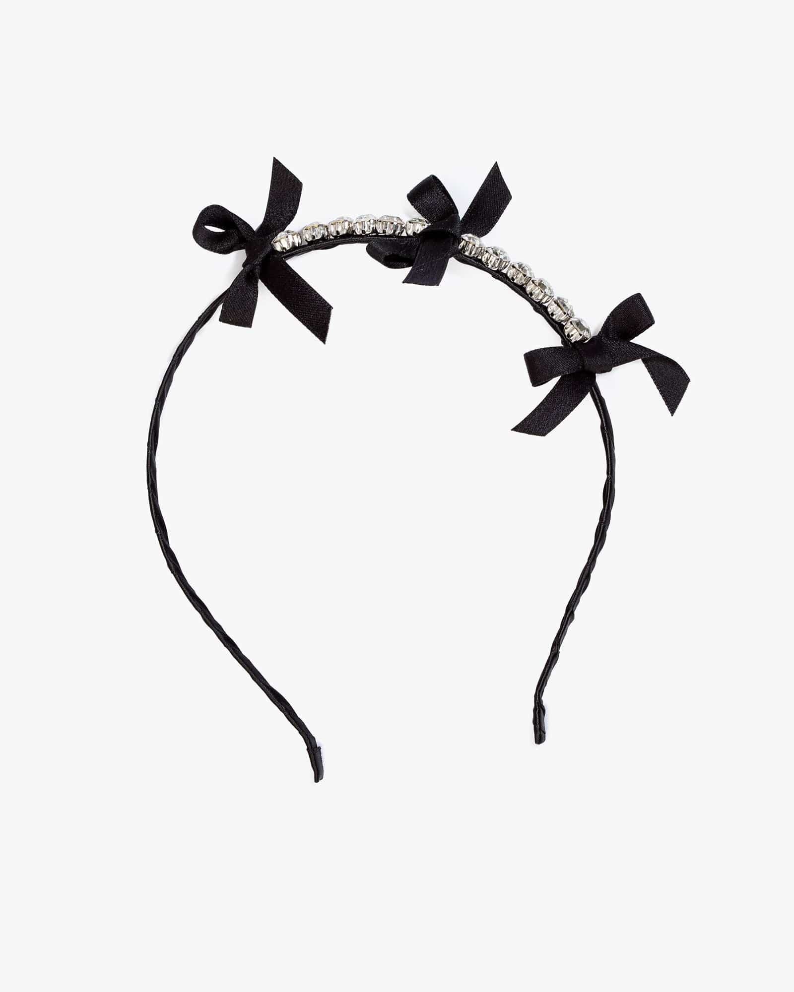 Black Triple Bow Crystal Headband