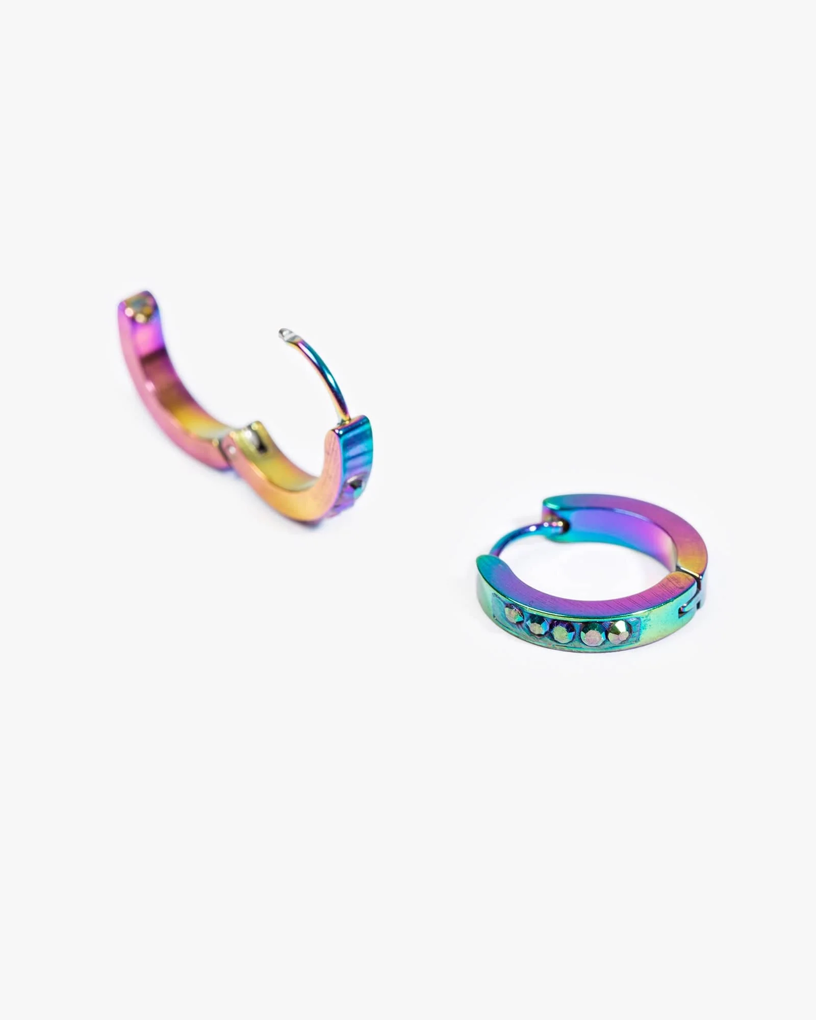 Multi Colour Ombre Crystal Detail Hoop Earrings