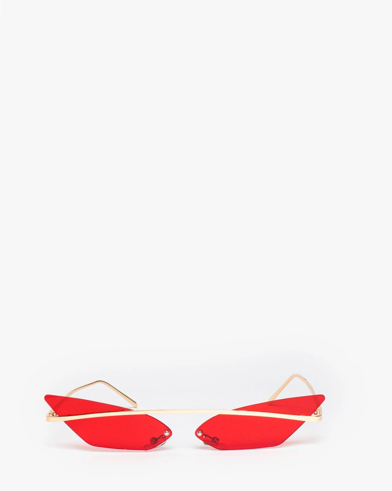 Red Pointed Cat-Eye Metal Frame Sunglasses