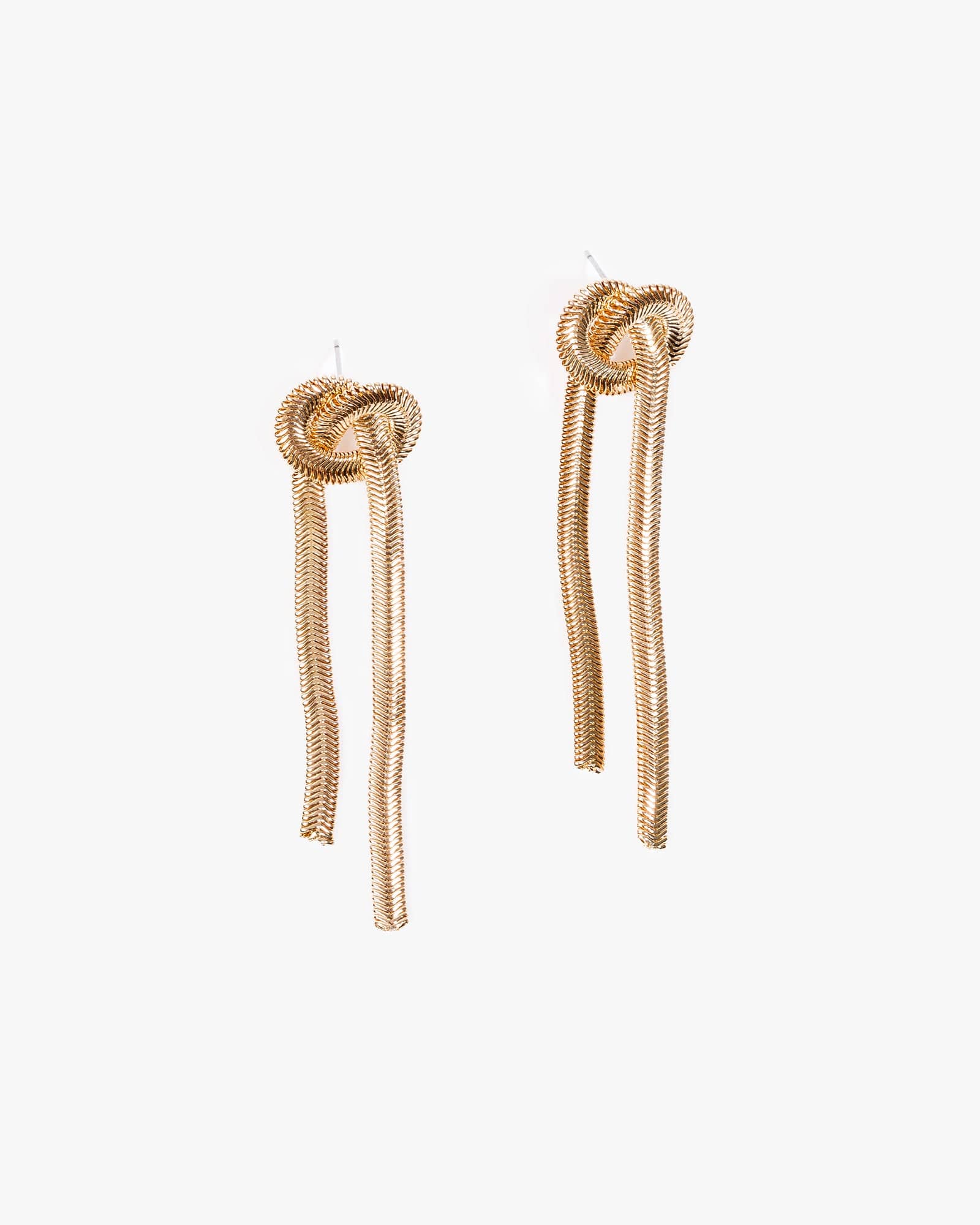 Gold Metal Snake Chain Knot Earrings