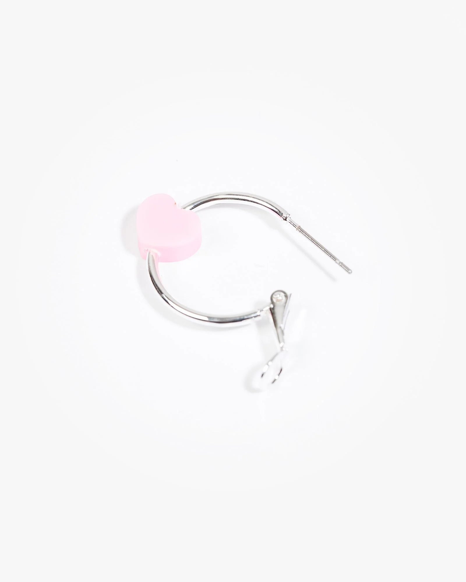Pink Heart Motif Hoop Earrings