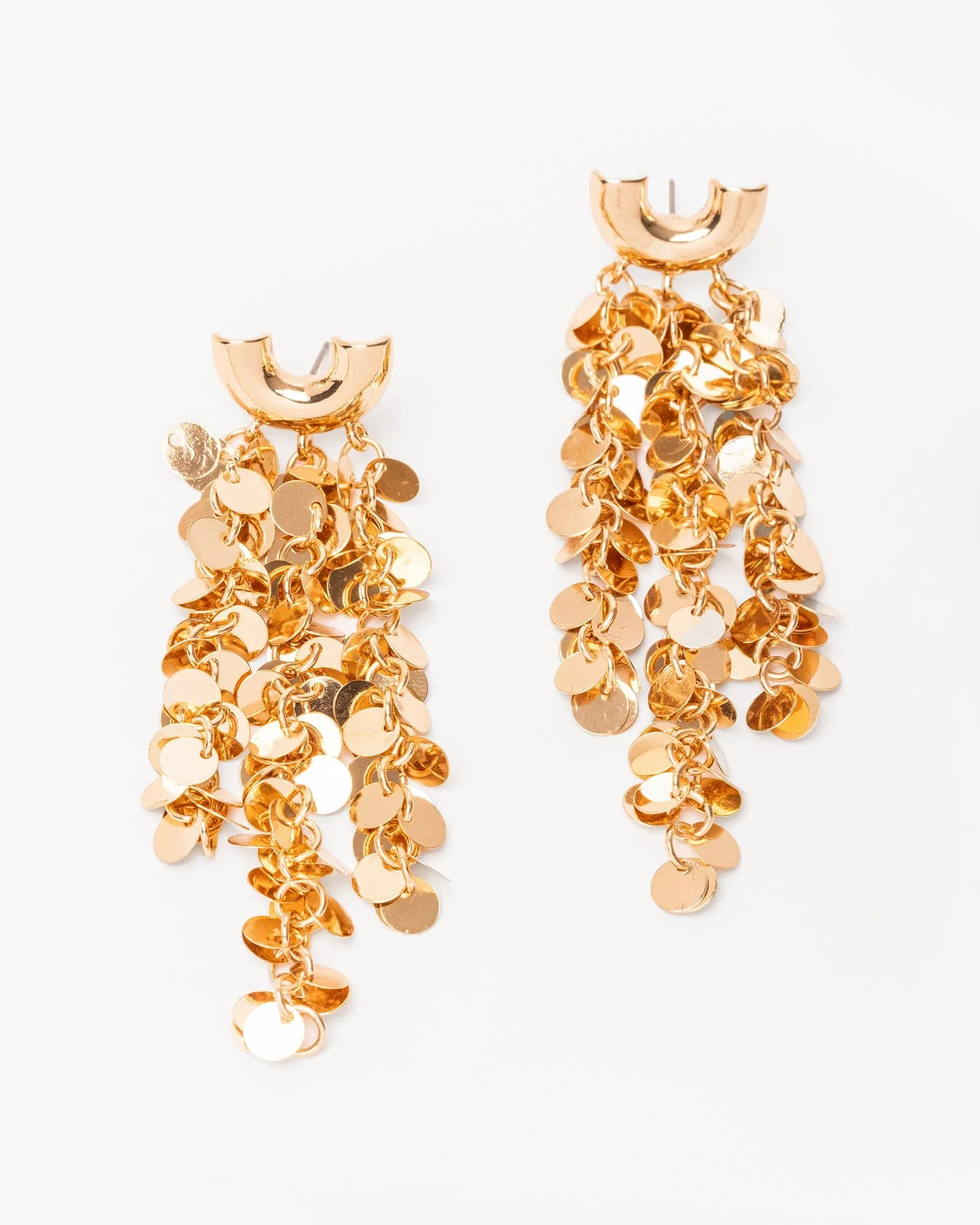 Gold Disc Embellished Drop Earrings