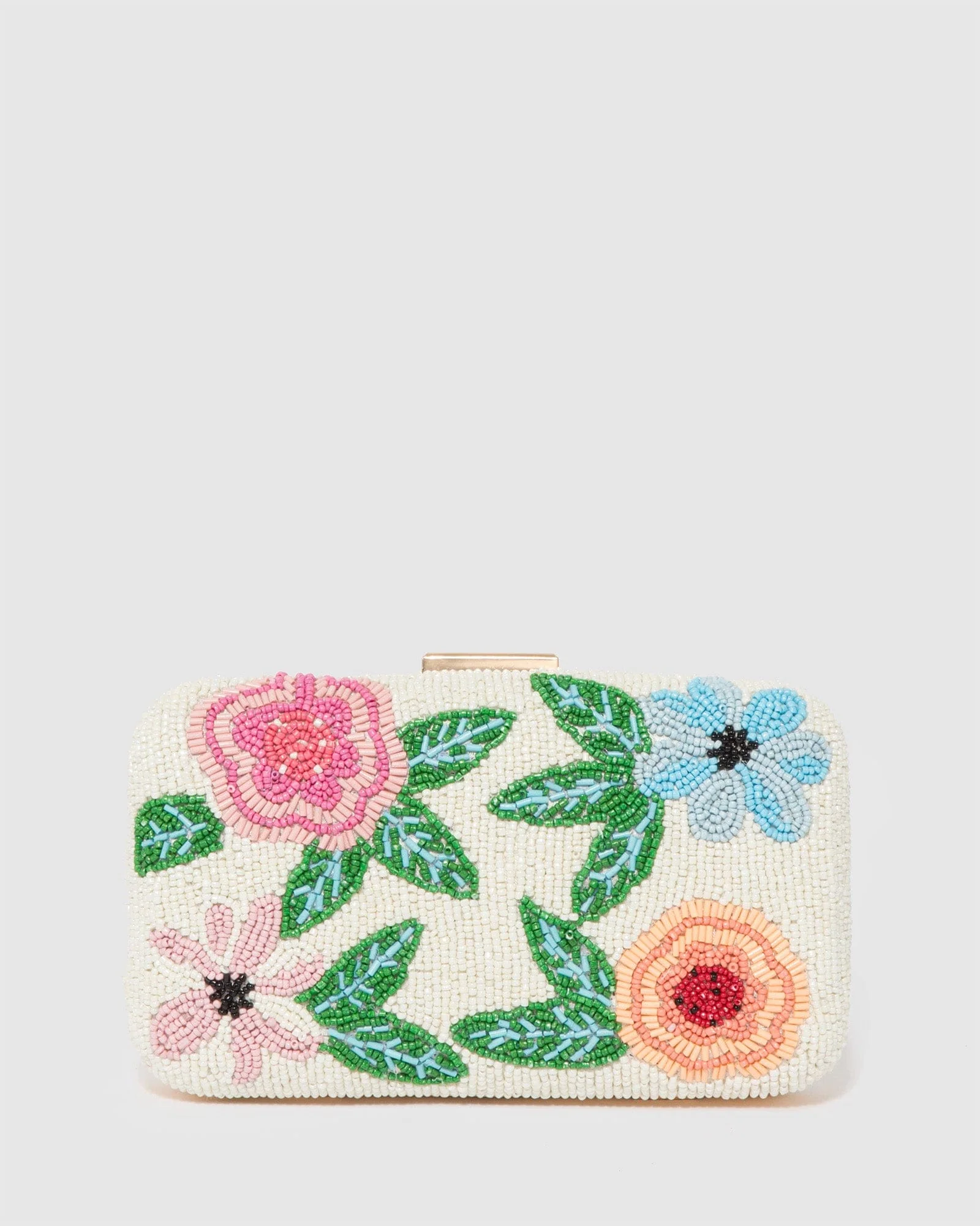 Multi Colour Terese Beaded Hardcase Clutch Bag