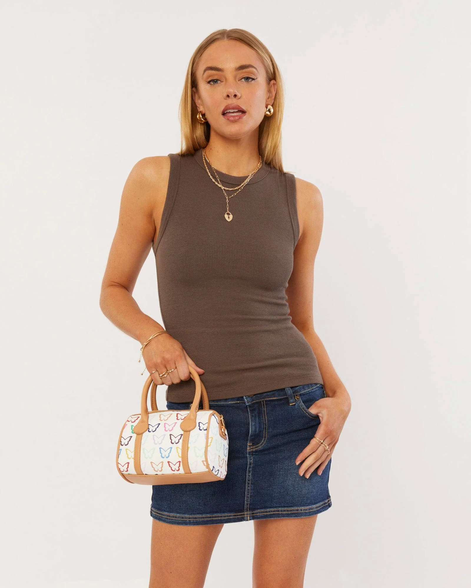Butterfly Print Ami Mini Bowler Bag