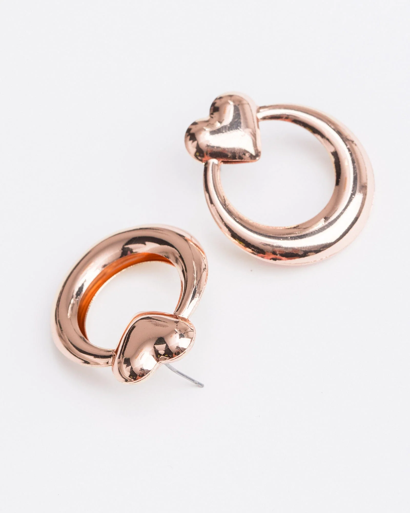Rose Gold Medium Heart Door Knocker Earrings