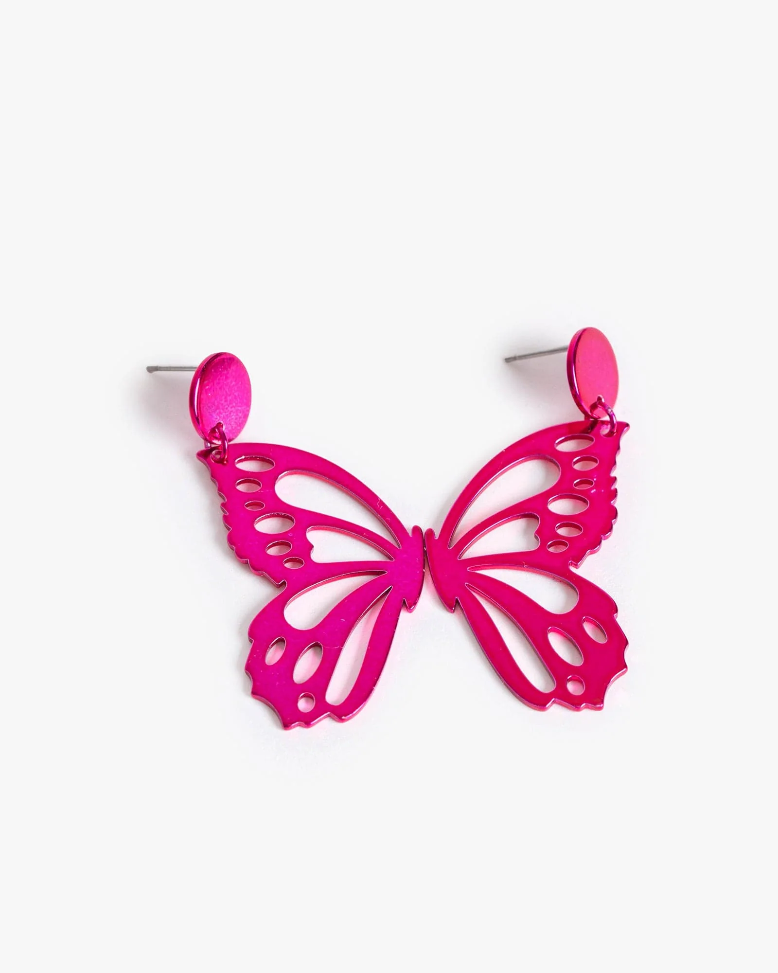 Pink Metallic Acrylic Butterfly Earrings
