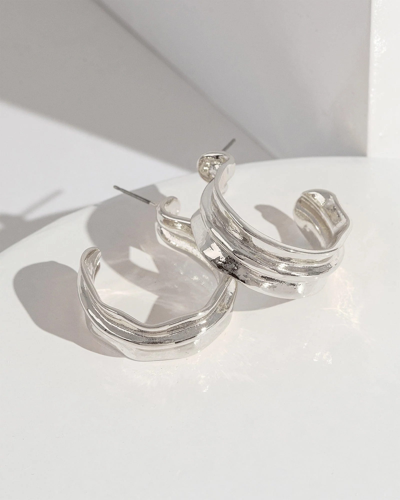 Silver Textured Hoop Earrings
