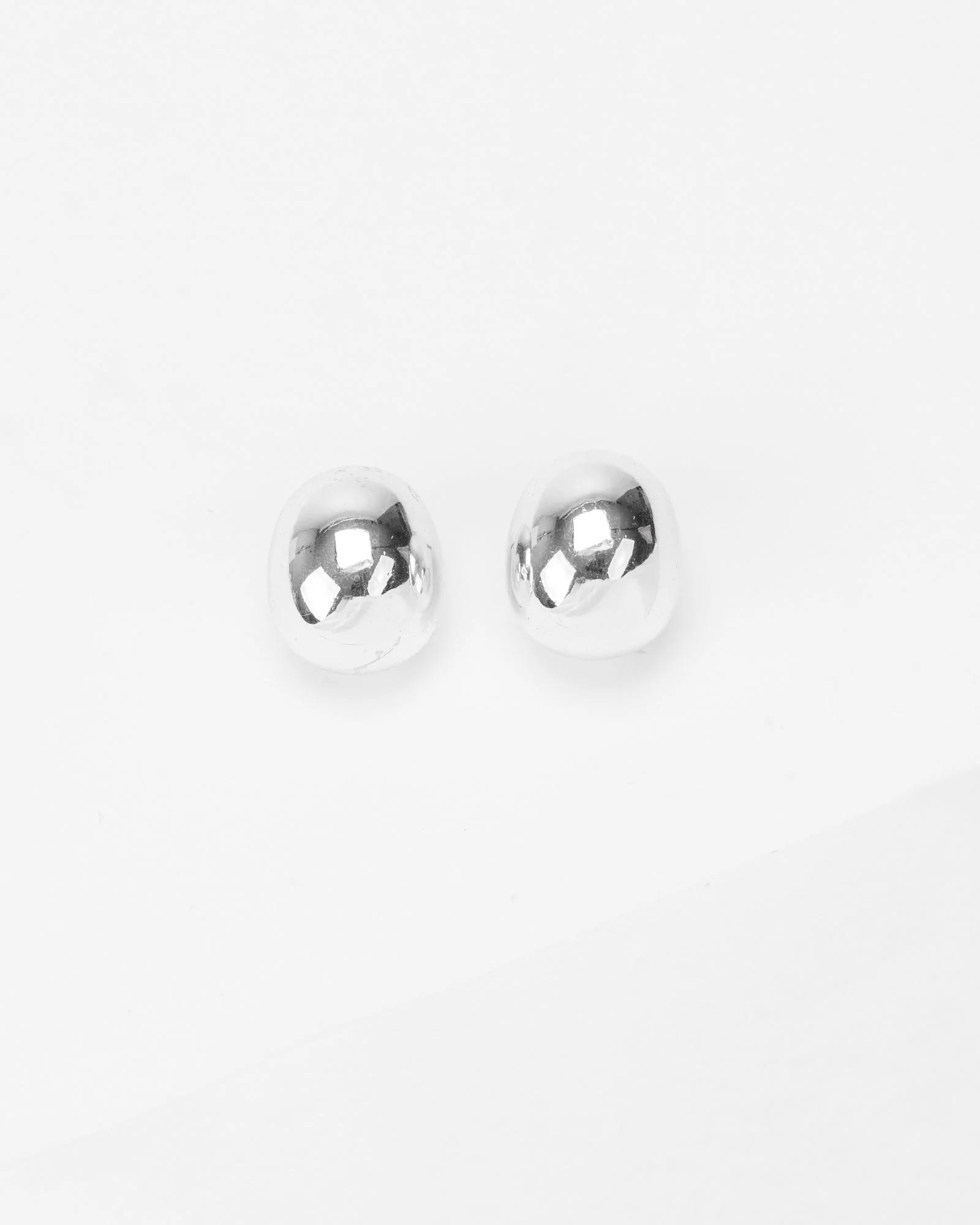 Silver Chubby Drop Stud Earrings