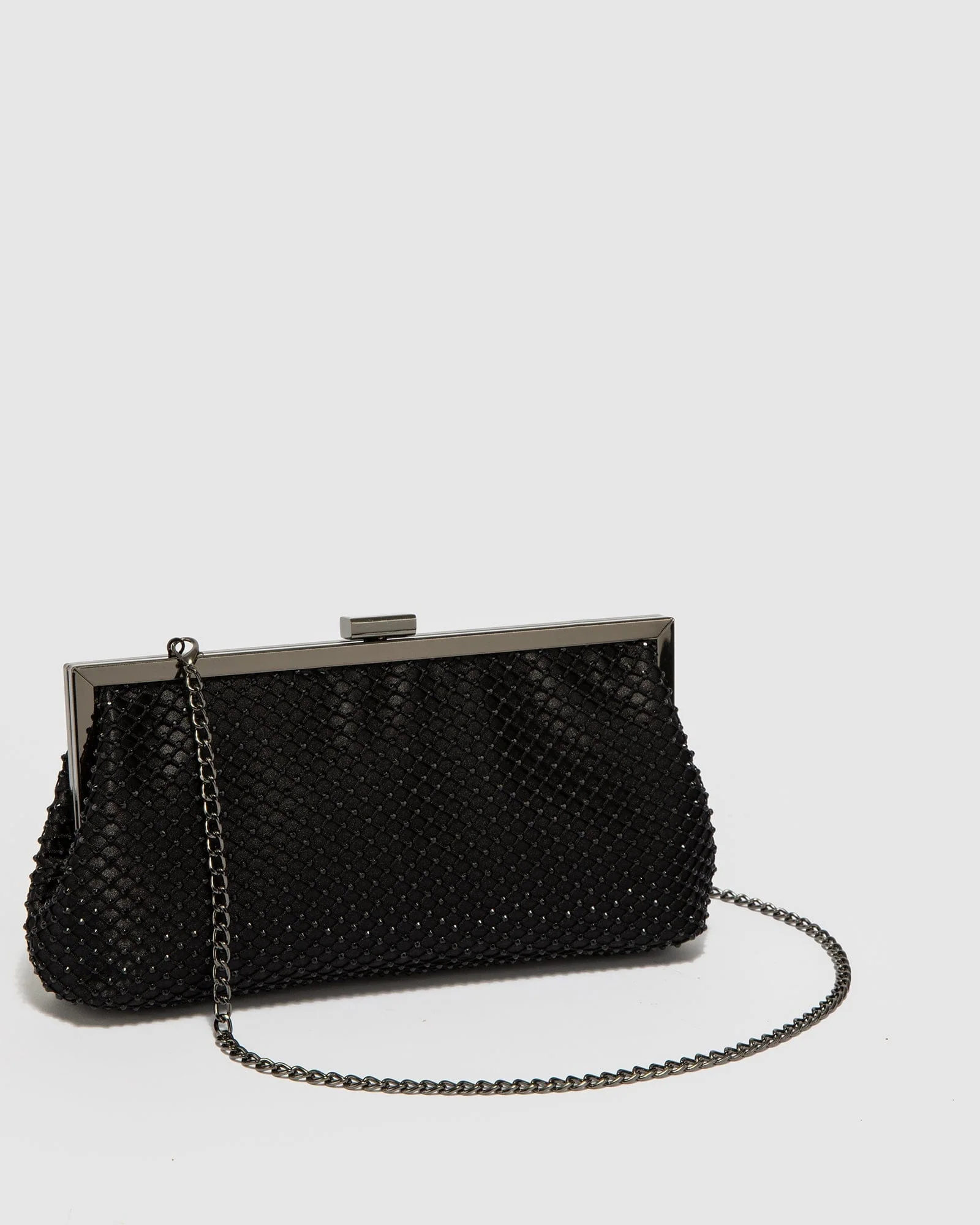 Black Arya Mesh Clutch Bag