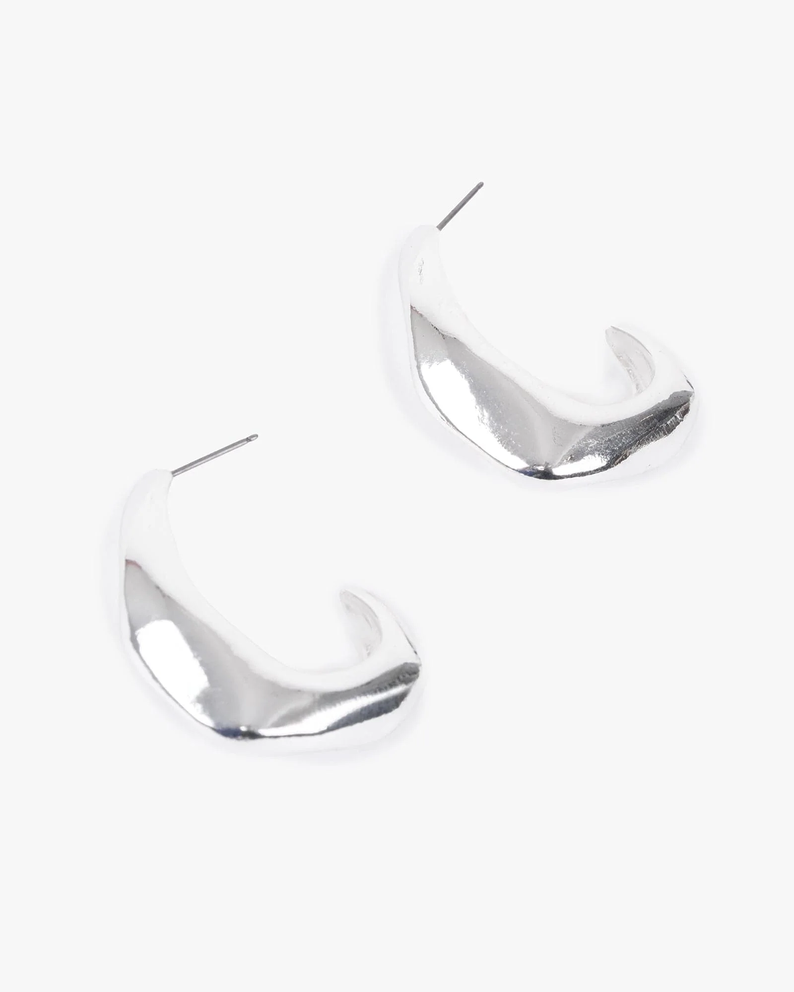 Silver Sculpted Hoop Earrings