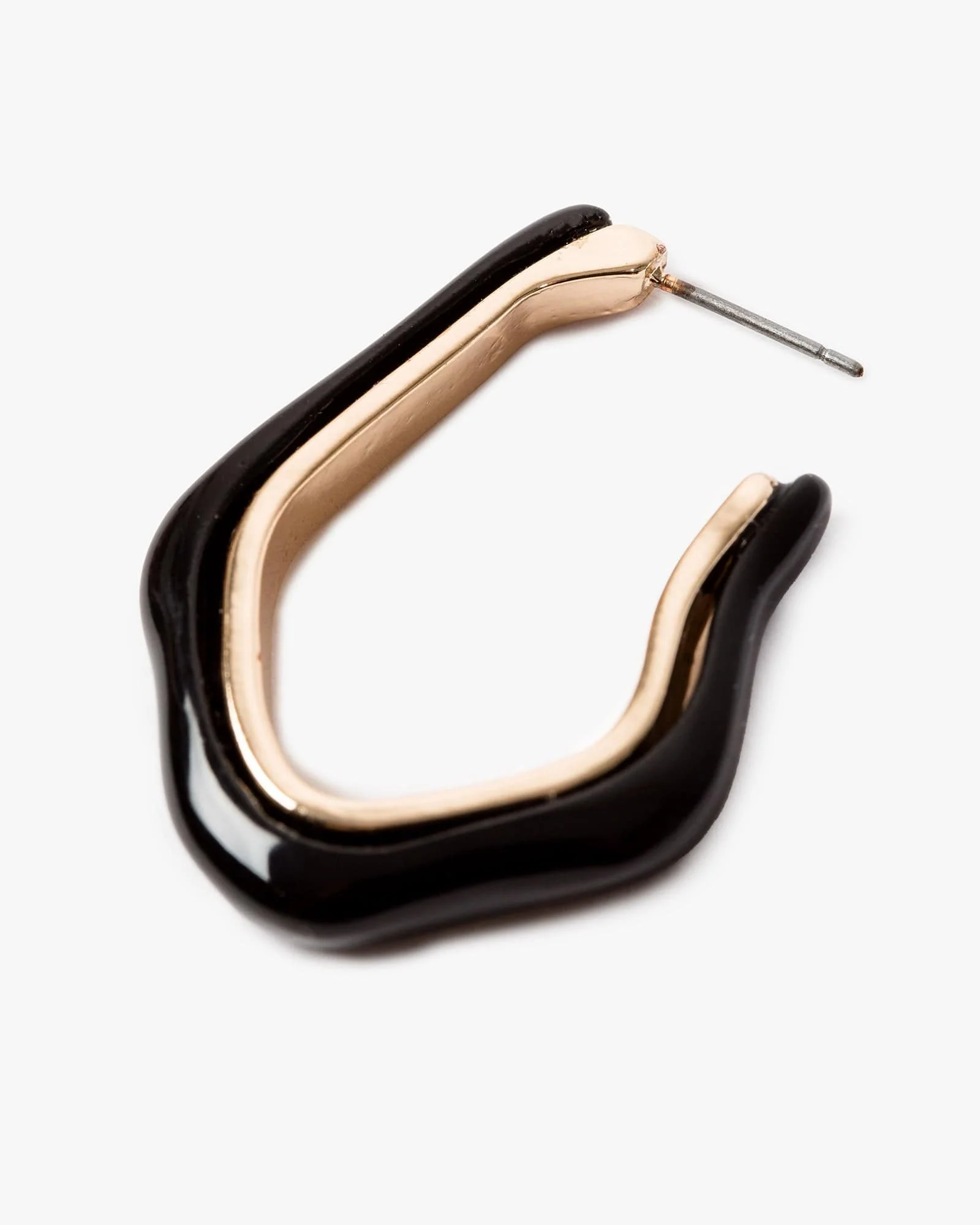 Black Resin Organic Hoop Earrings