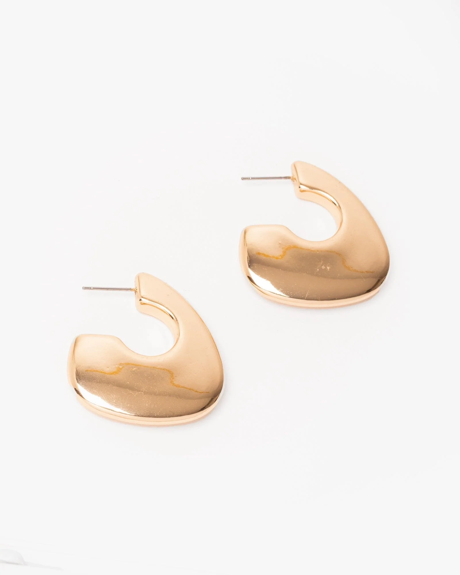Gold Chunky Flat Hoop Earrings