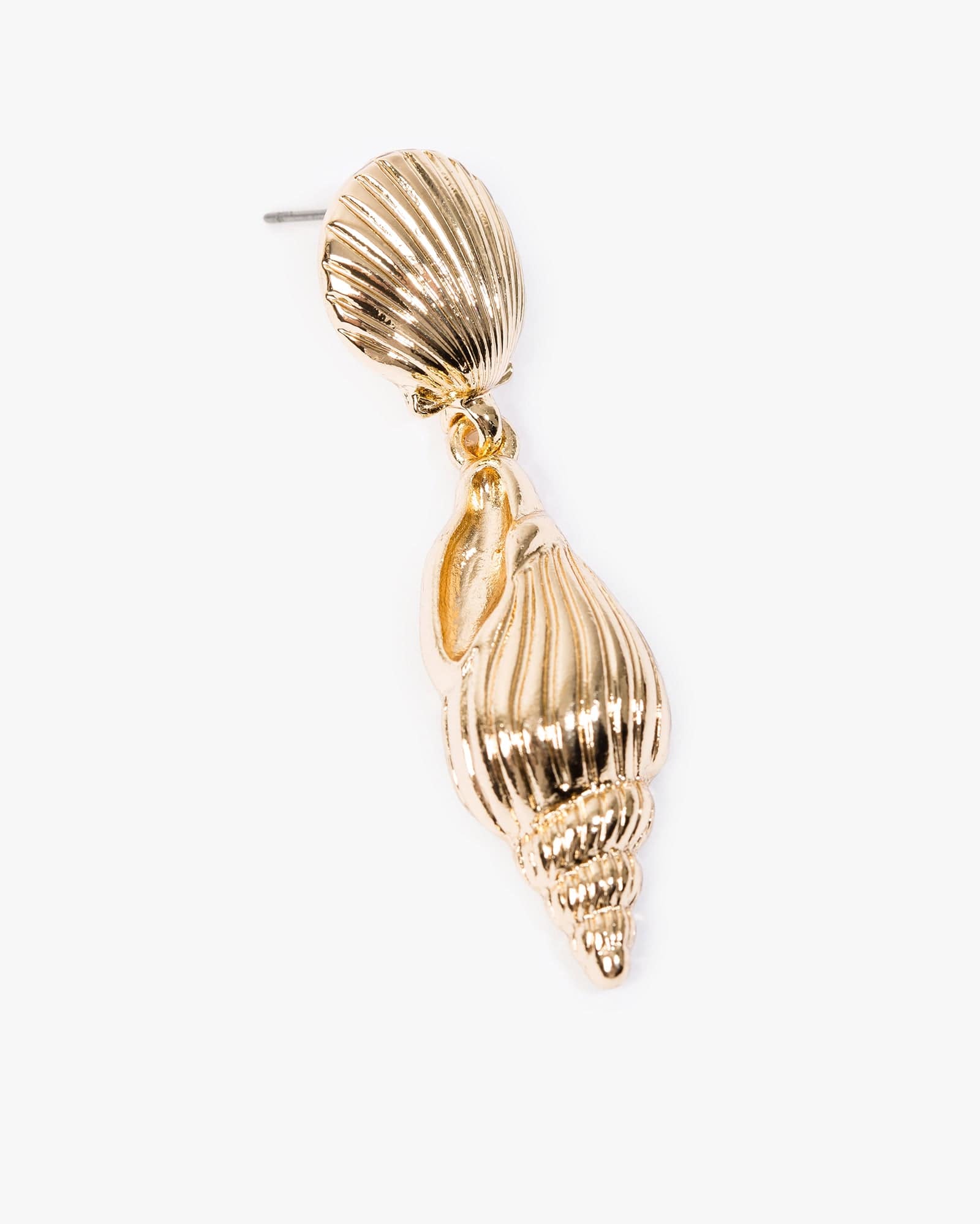 Gold Double Beach Motif Drop Earrings