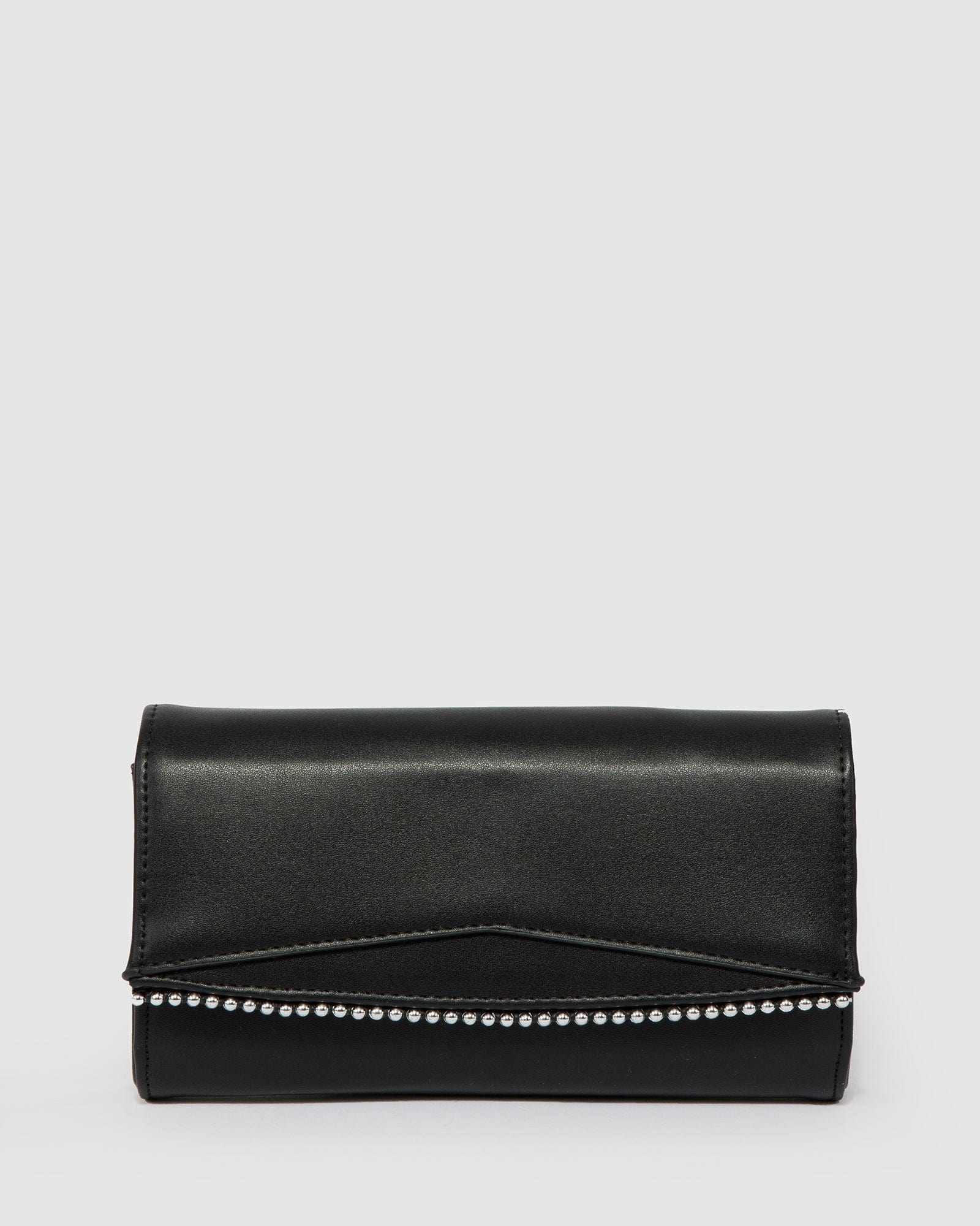 Black Quinn Fold Over Clutch Bag