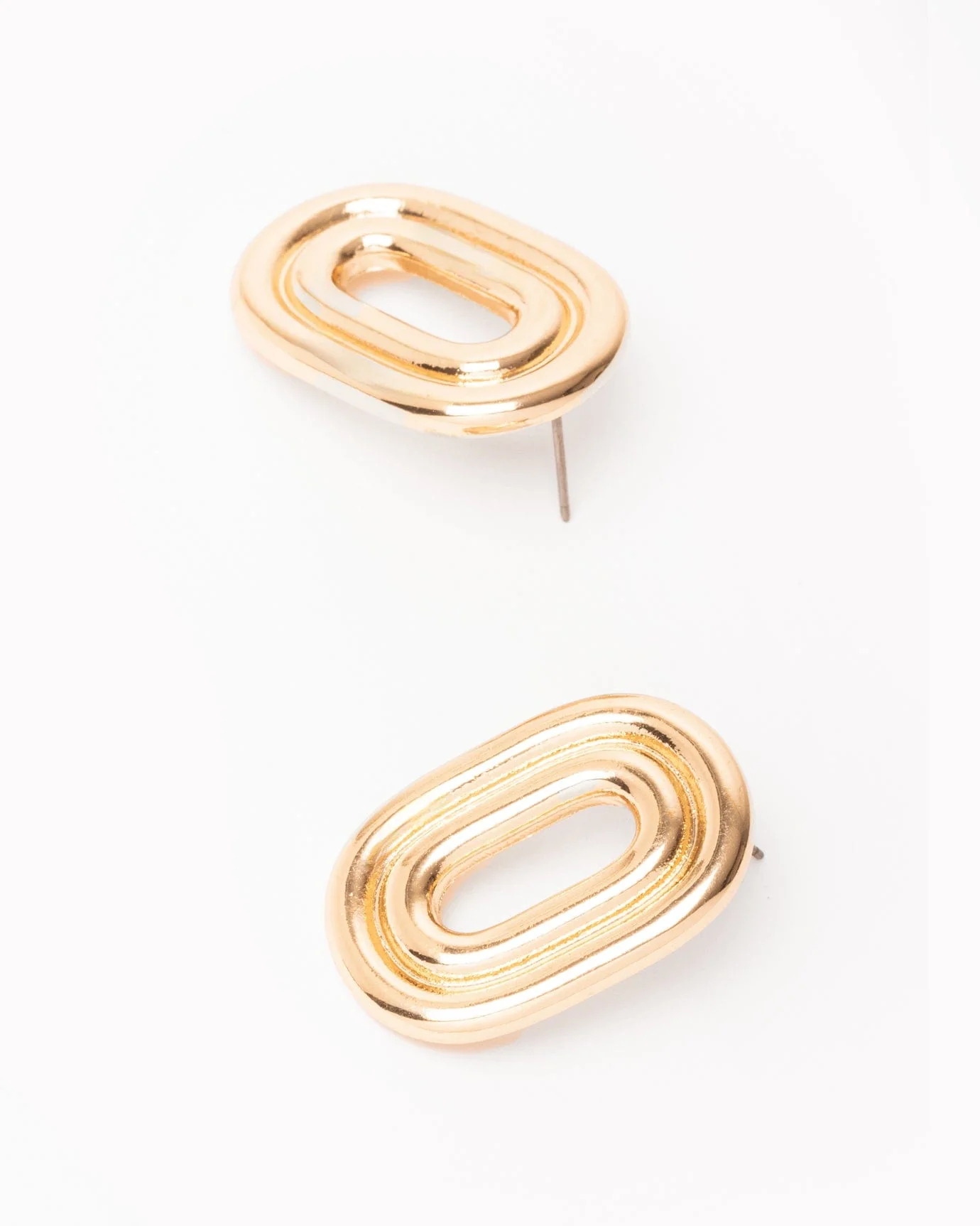 Gold Oval Statement Stud Earrings