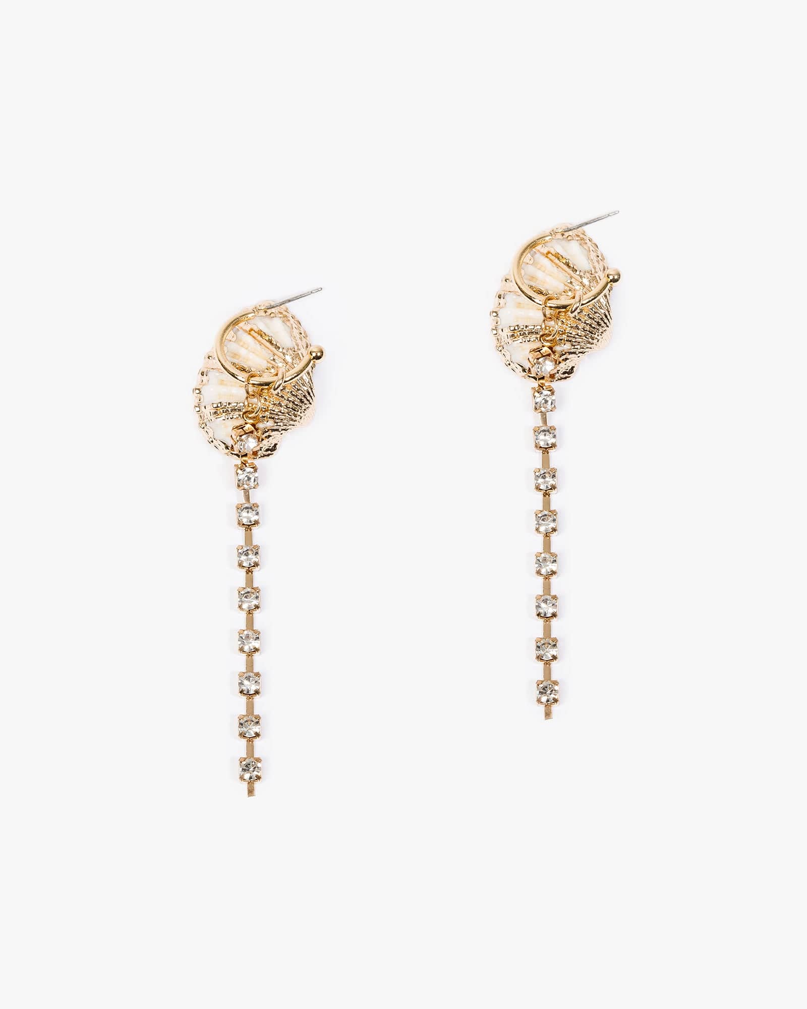Gold Sea Icon Rhinestone Drop Earrings