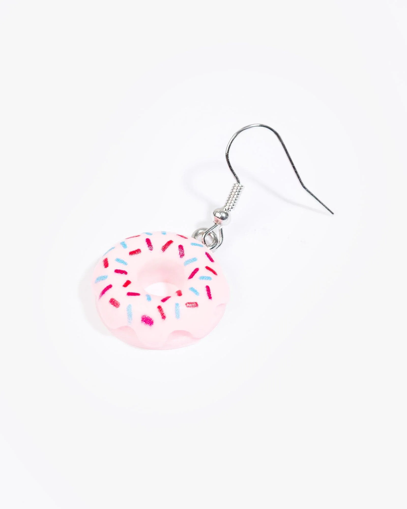 Pink Sprinkled Donut Hook Drop Earrings