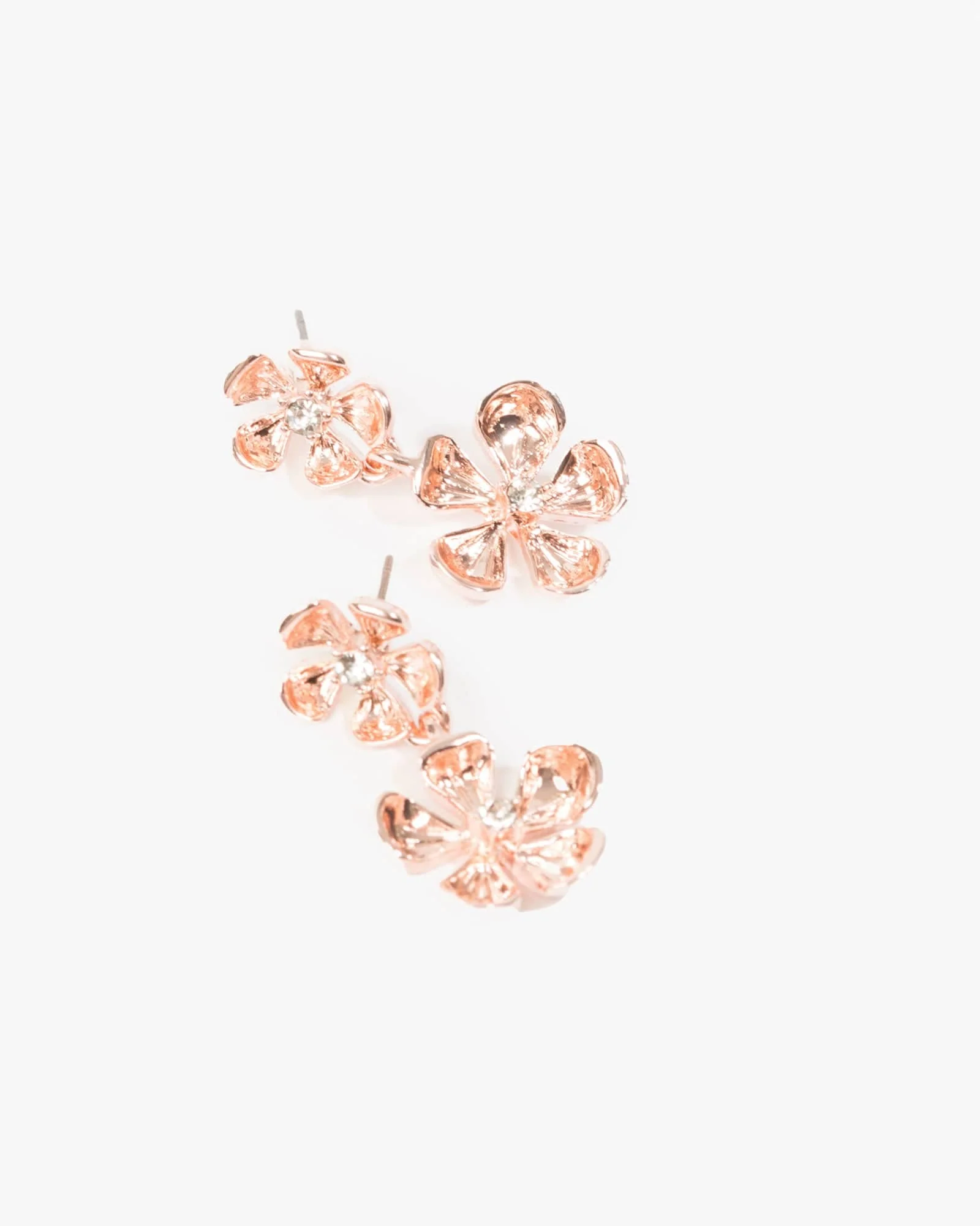 Rose Gold Small Flower Drop Earrings