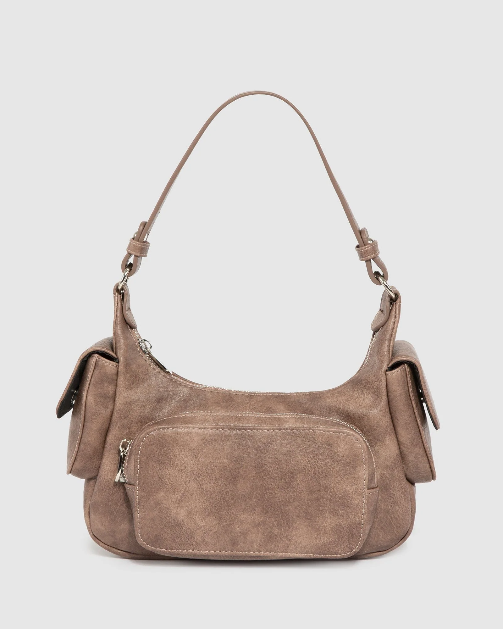Brown Delilah Pocket Shoulder Bag