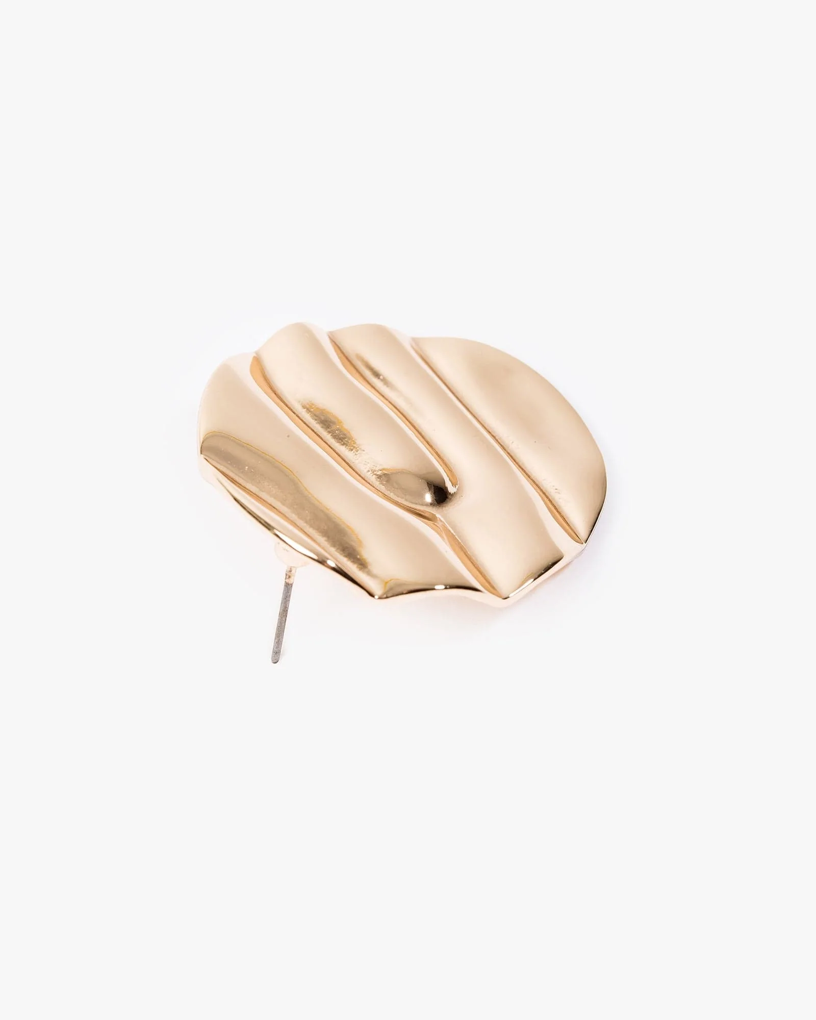 Gold Textured Disc Statement Stud Earrings