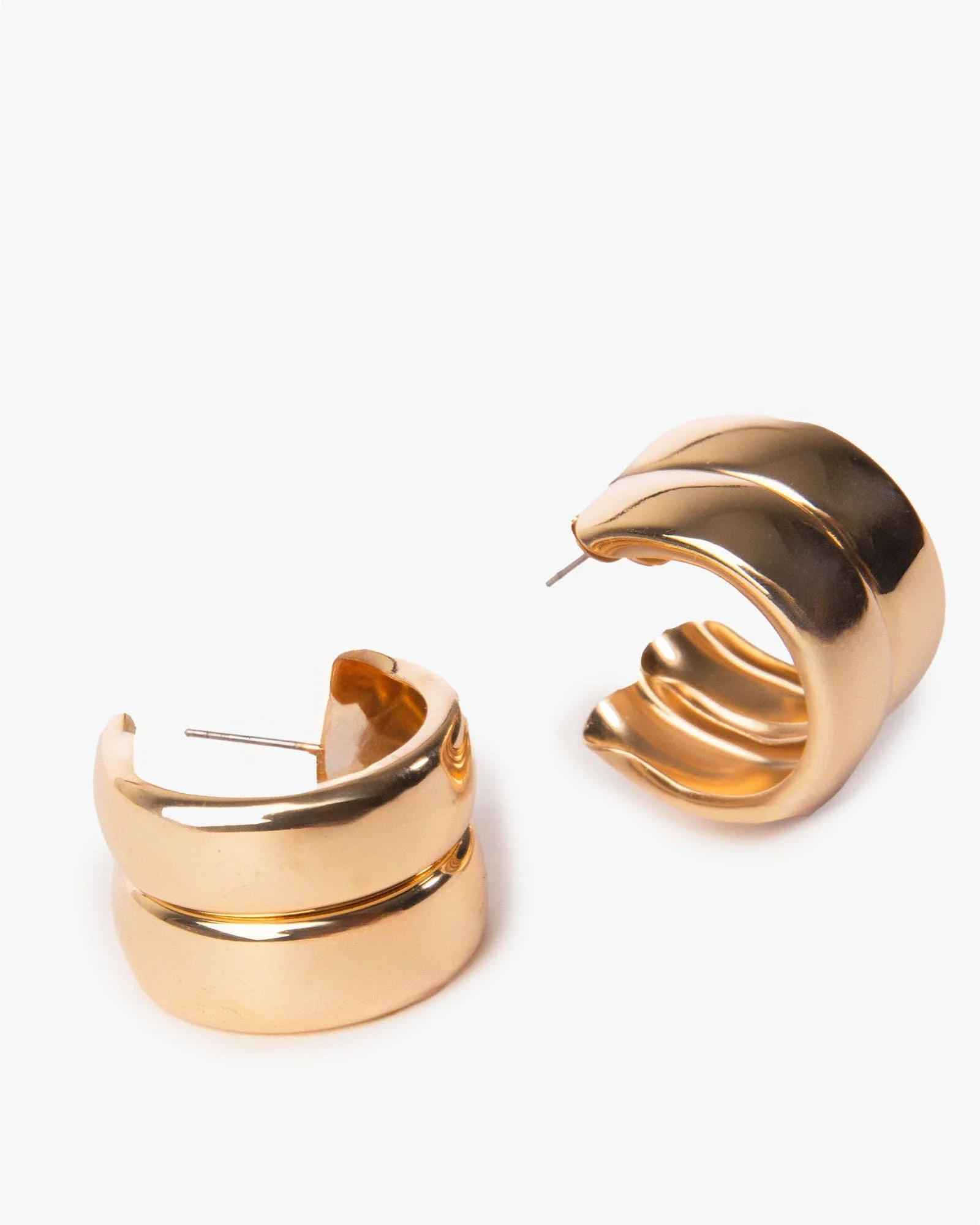 Gold Double Chubby Hoop Earrings