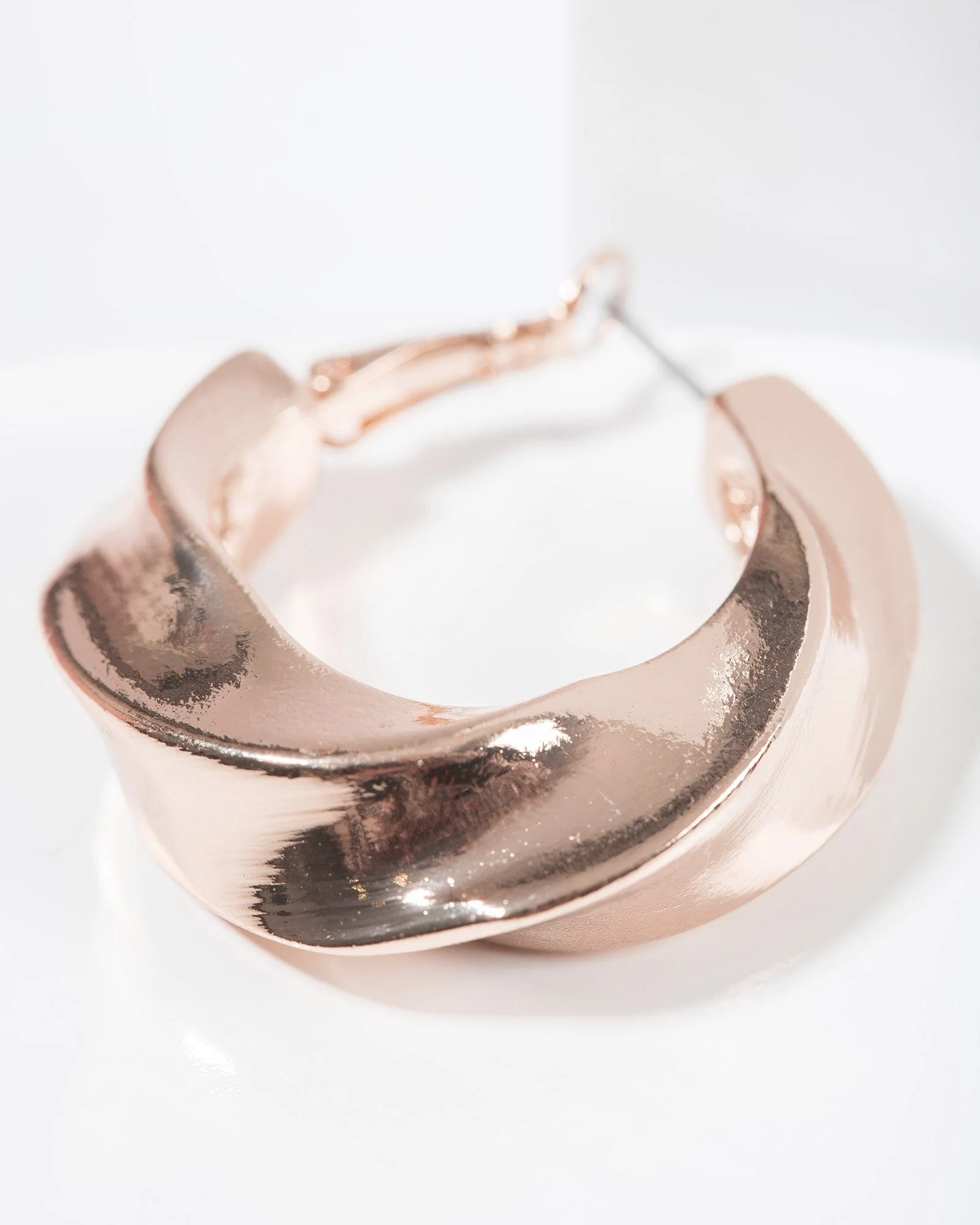 Rose Gold Chunky Twisty Hoop Earrings