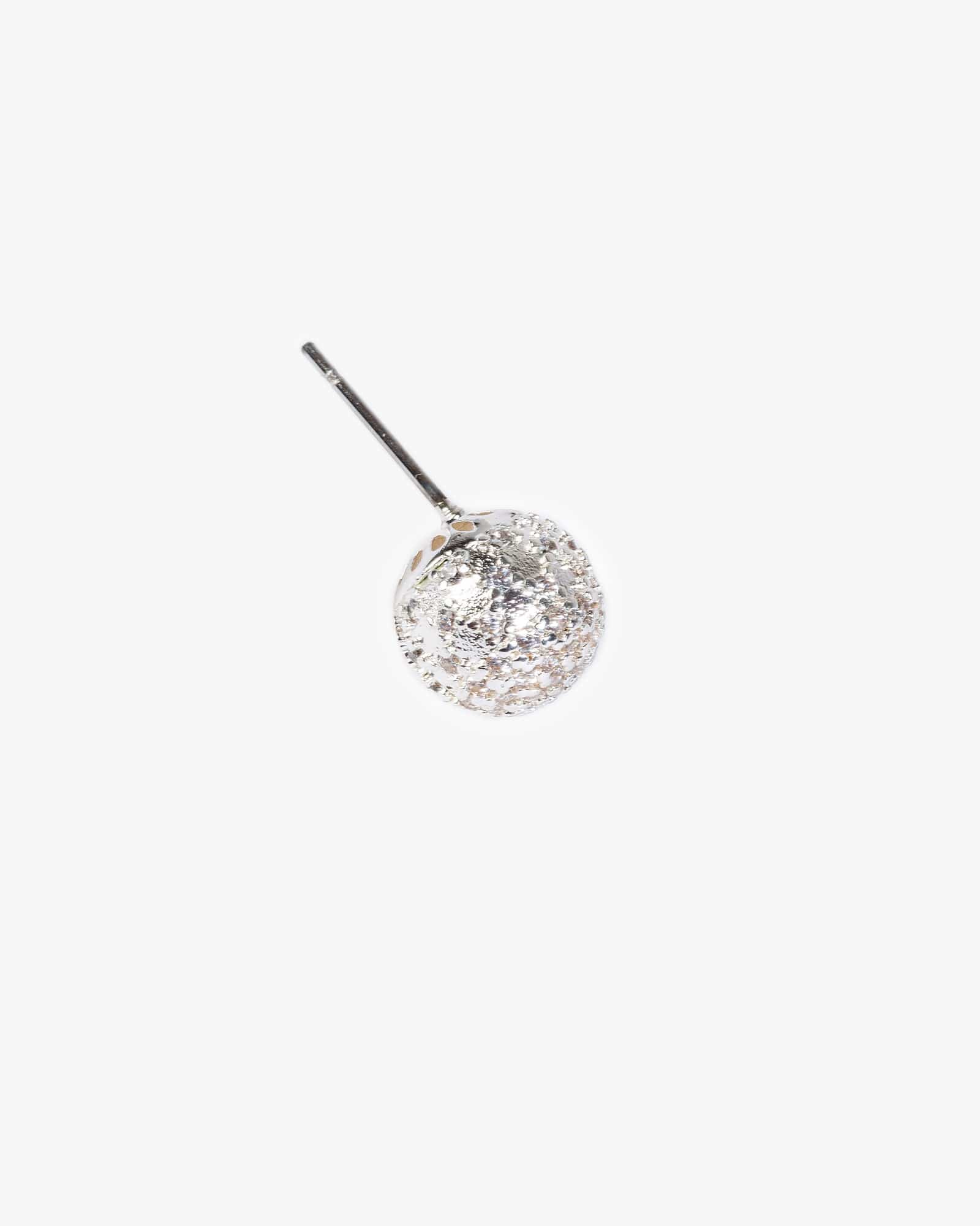 Silver Cubic Zirconia Pave Ball Stud Earrings