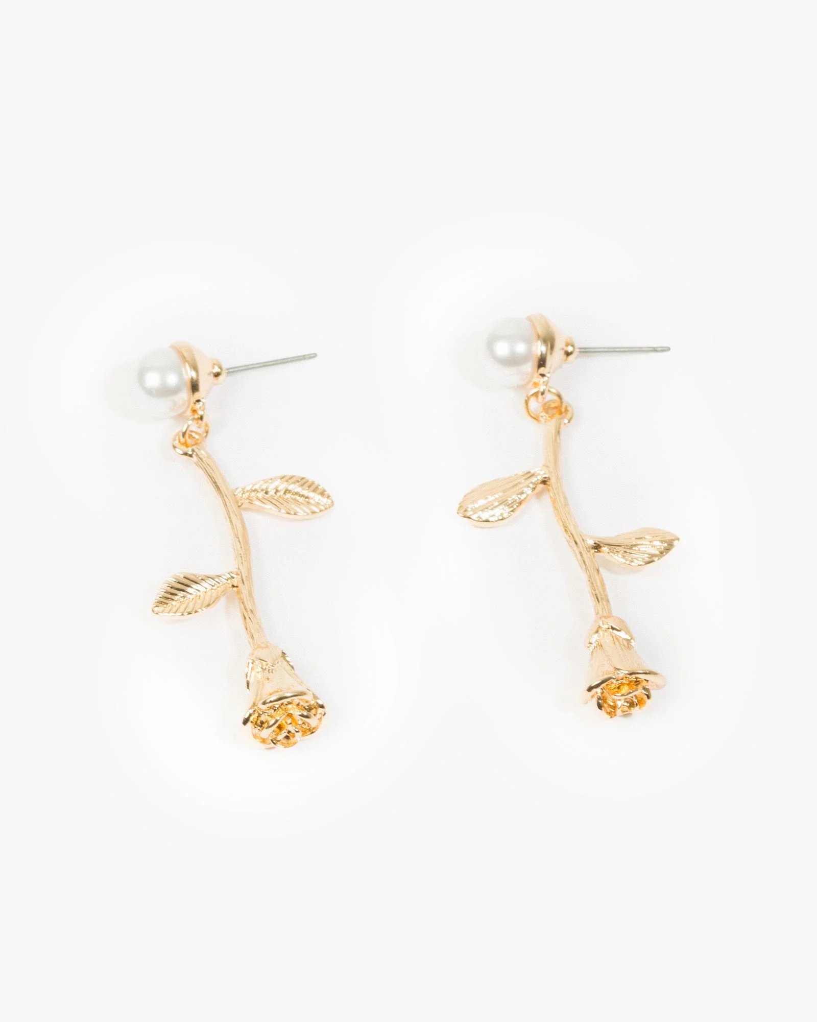 Gold Metal Reversed Rose Earrings