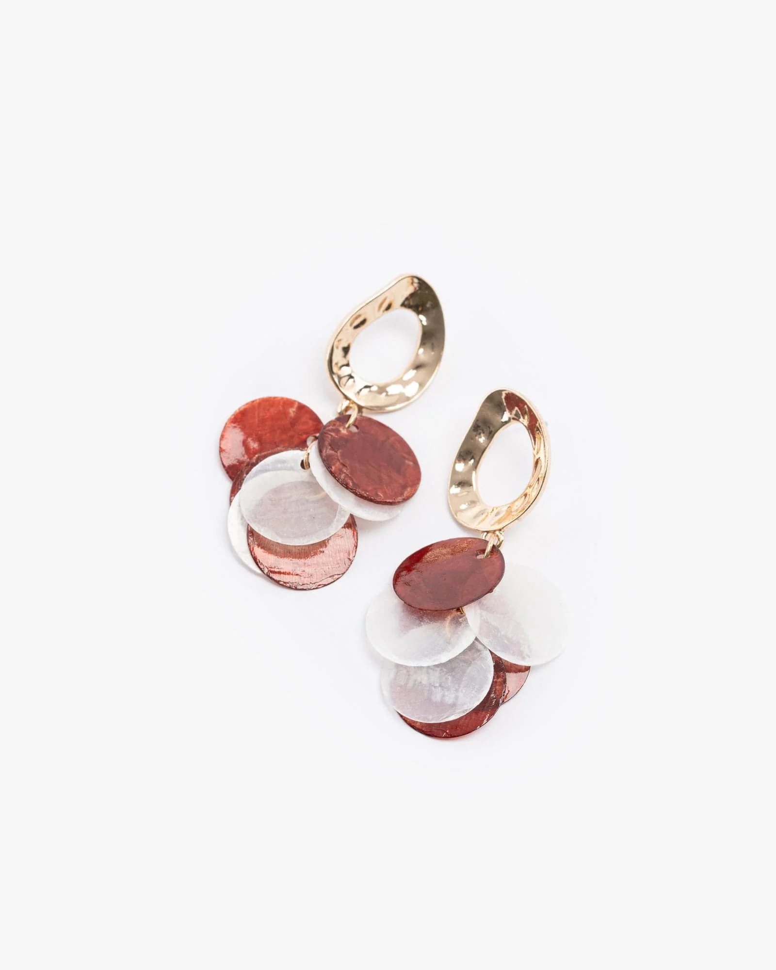 Multi Colour Round Disc Drop Earrings