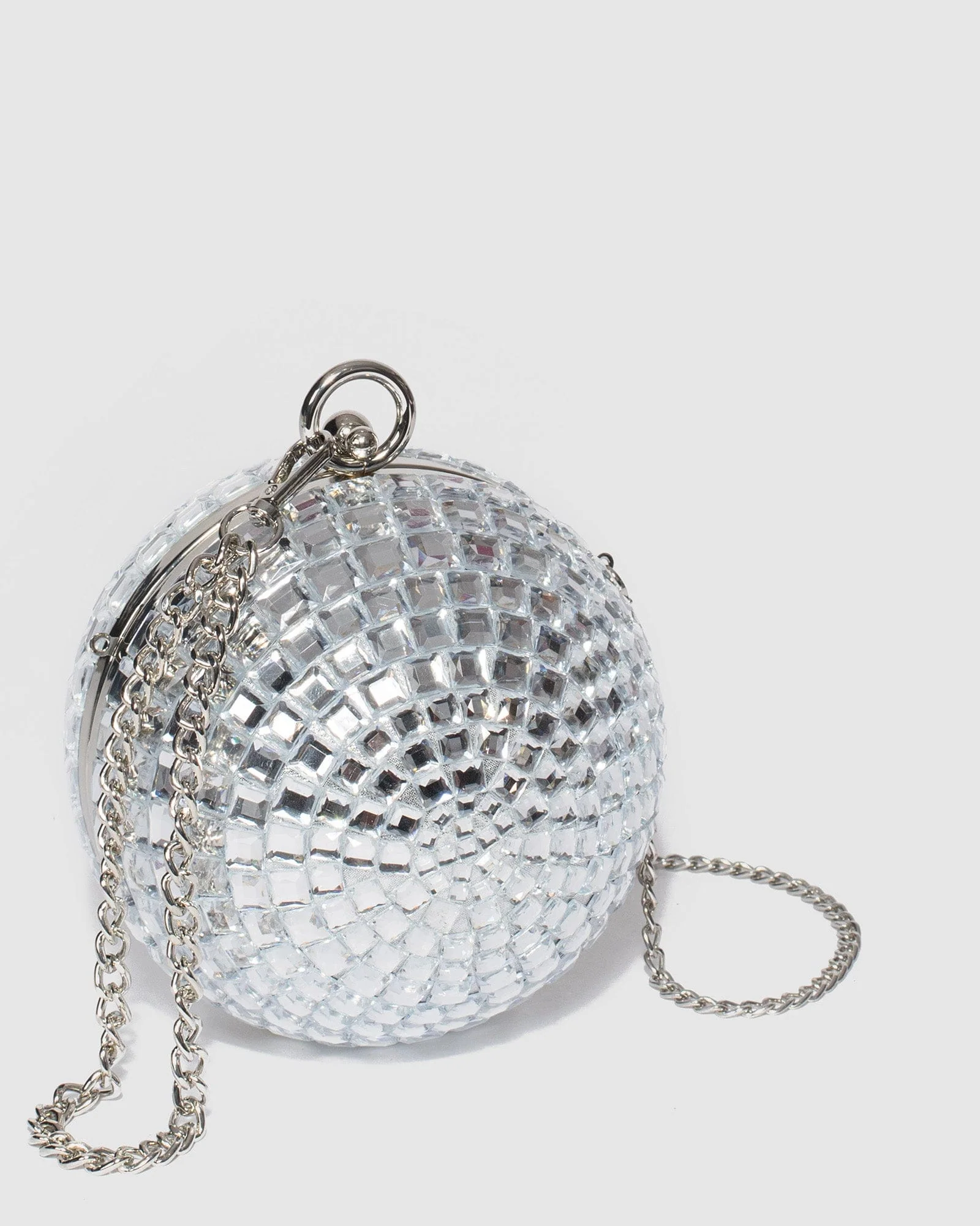Silver Miley Round Clutch Bag