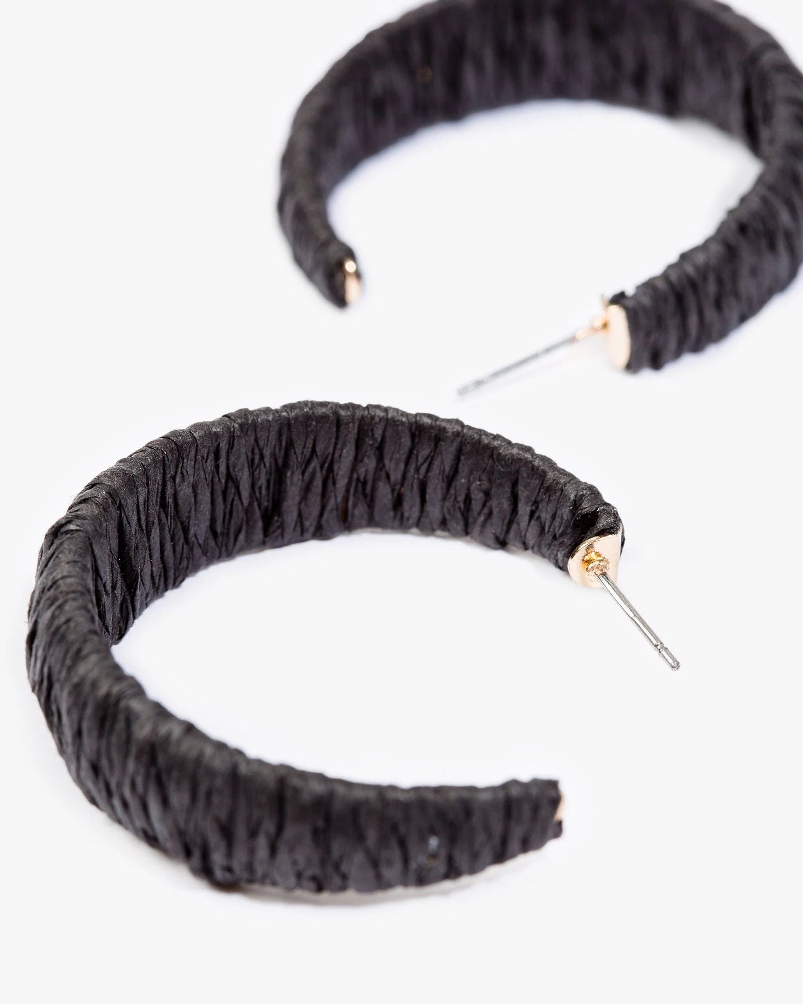 Black Wrapped Hoop Earrings