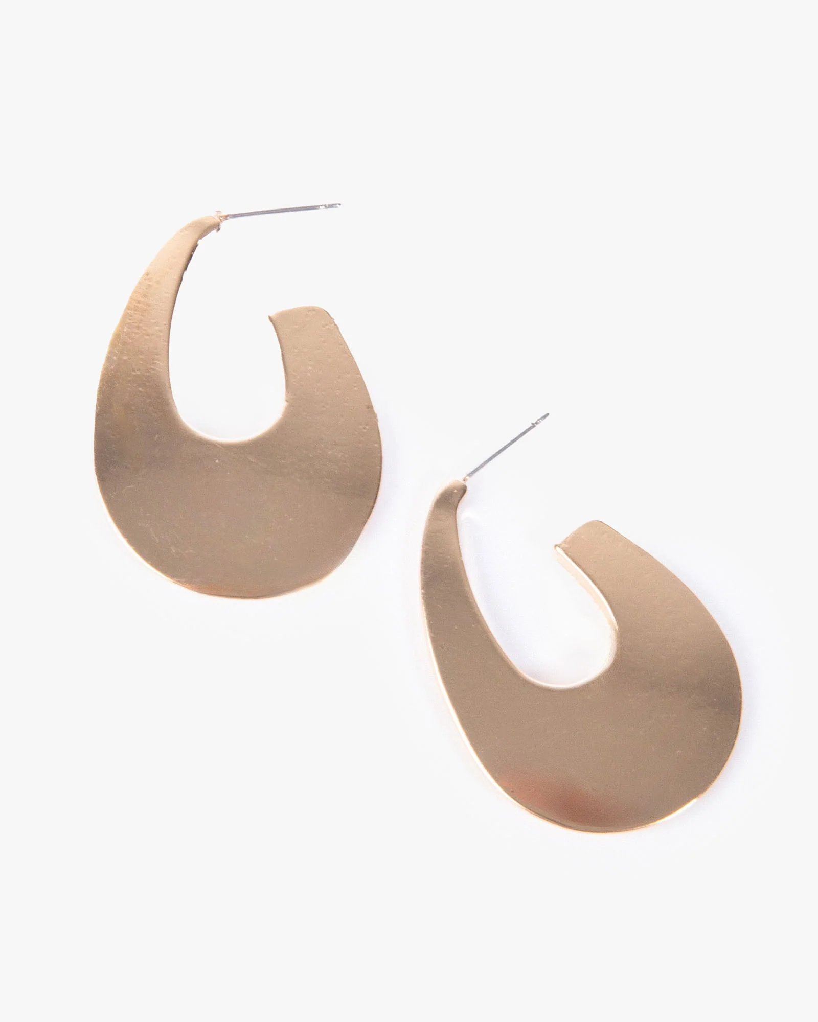 Gold Flat U Hoop Earrings