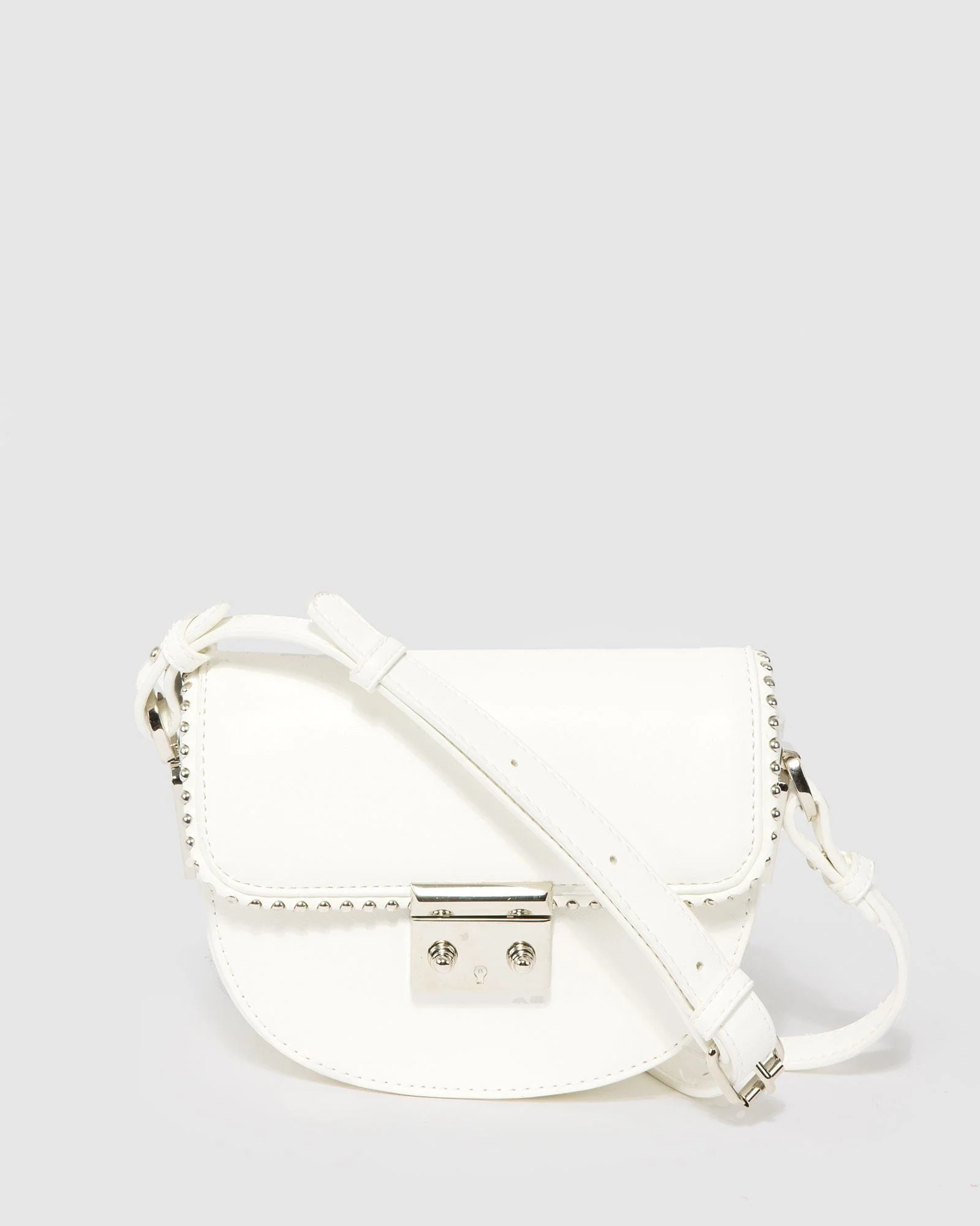 White Clara Stud Saddle Bag