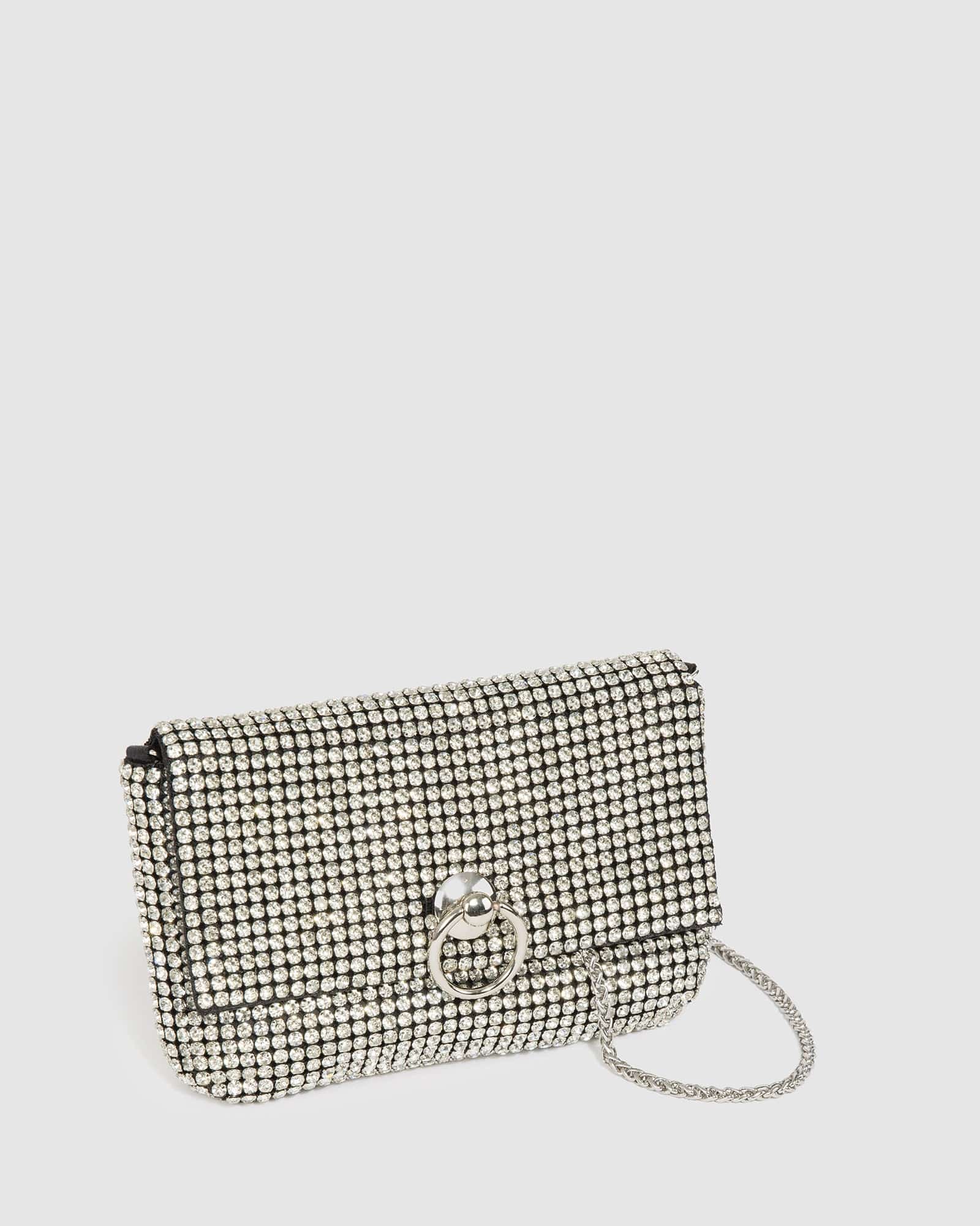 Silver Jamila Disc Clutch Bag