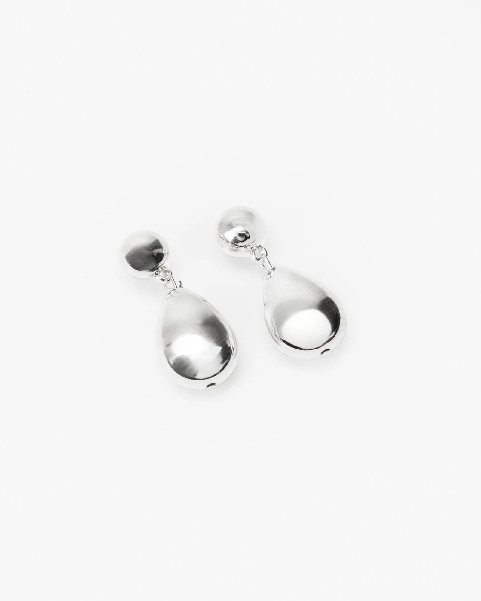Silver Sphere Drop Earrings