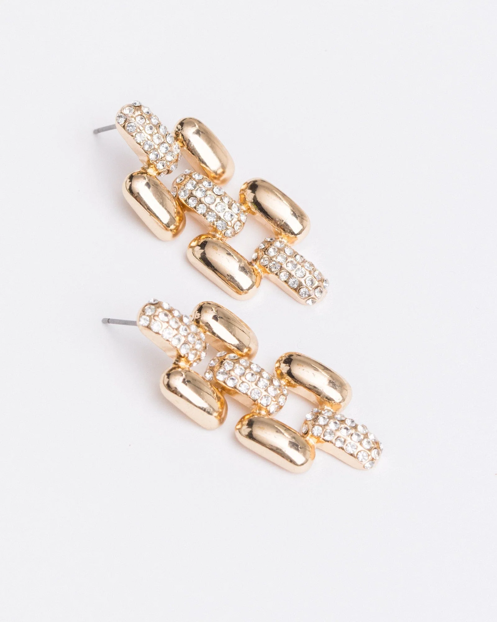 Gold Chain Link Band Drop Earrings