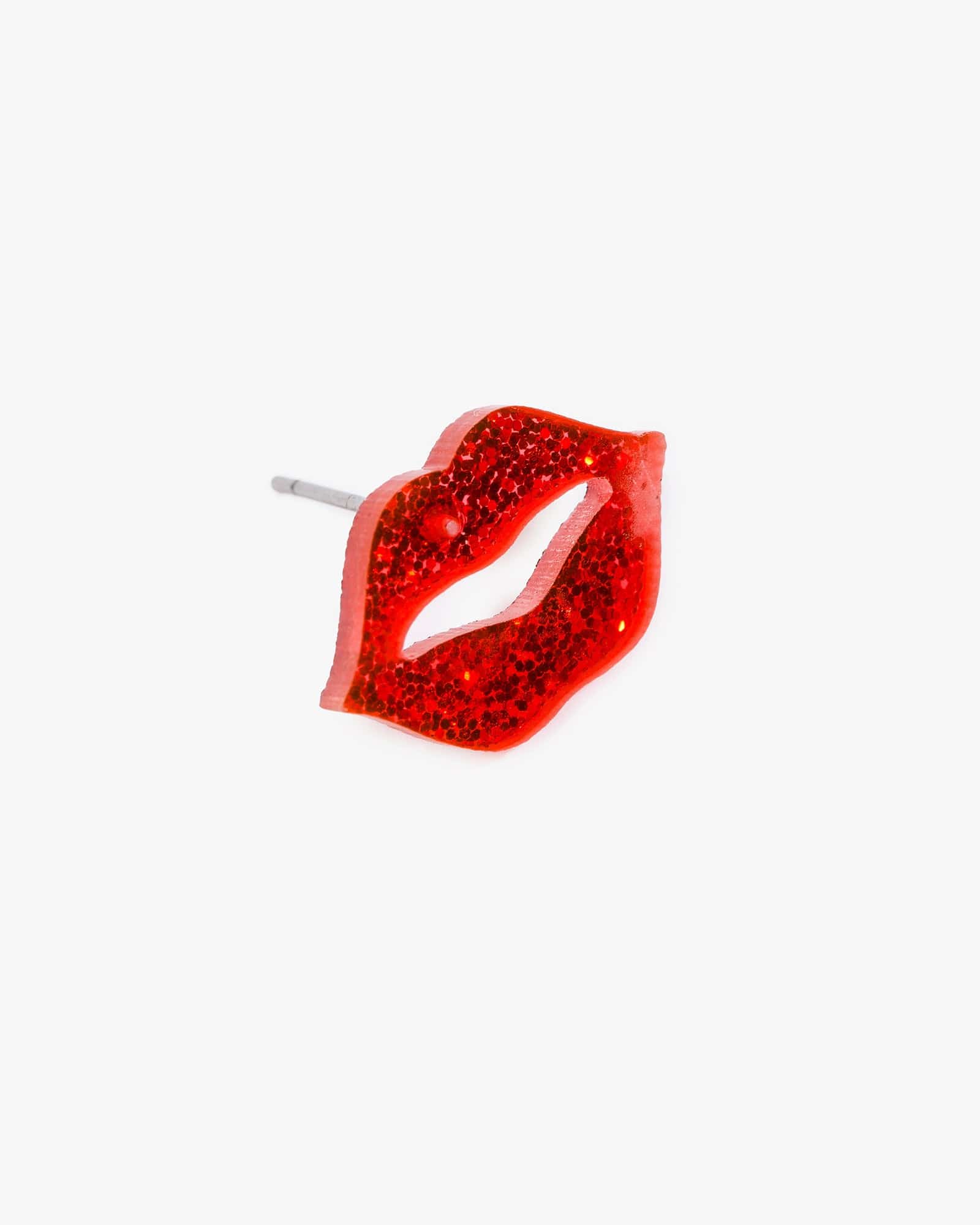 Red Glittering Lips Stud Earrings