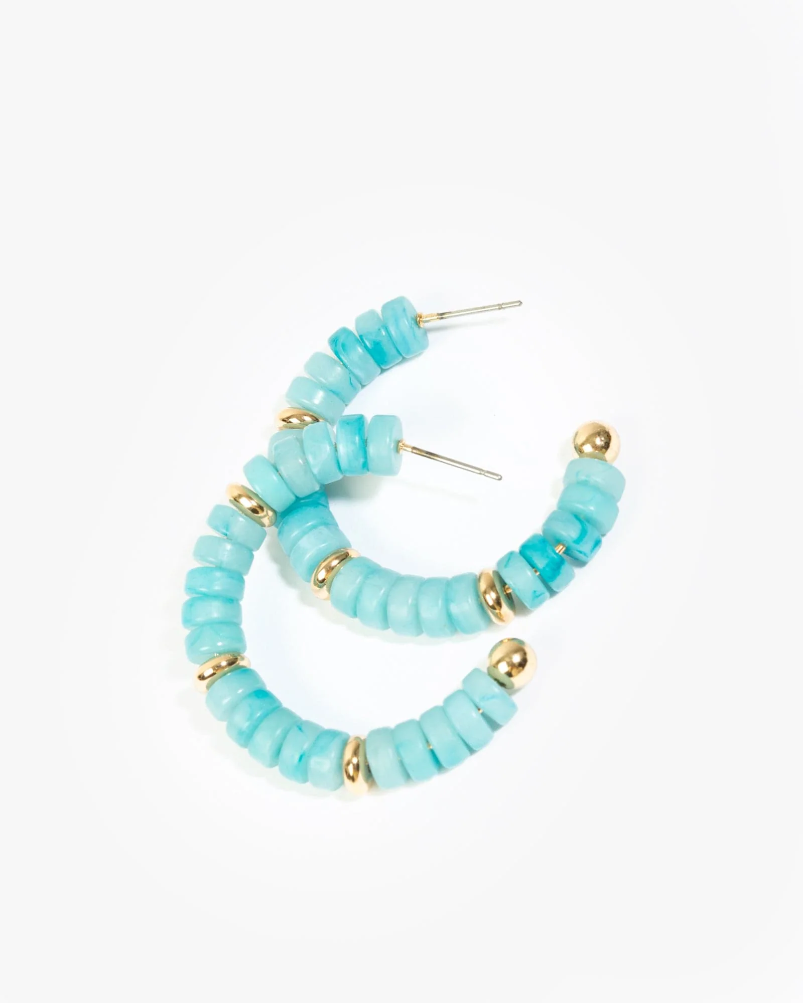 Blue Multi Beaded Hoop Earrings