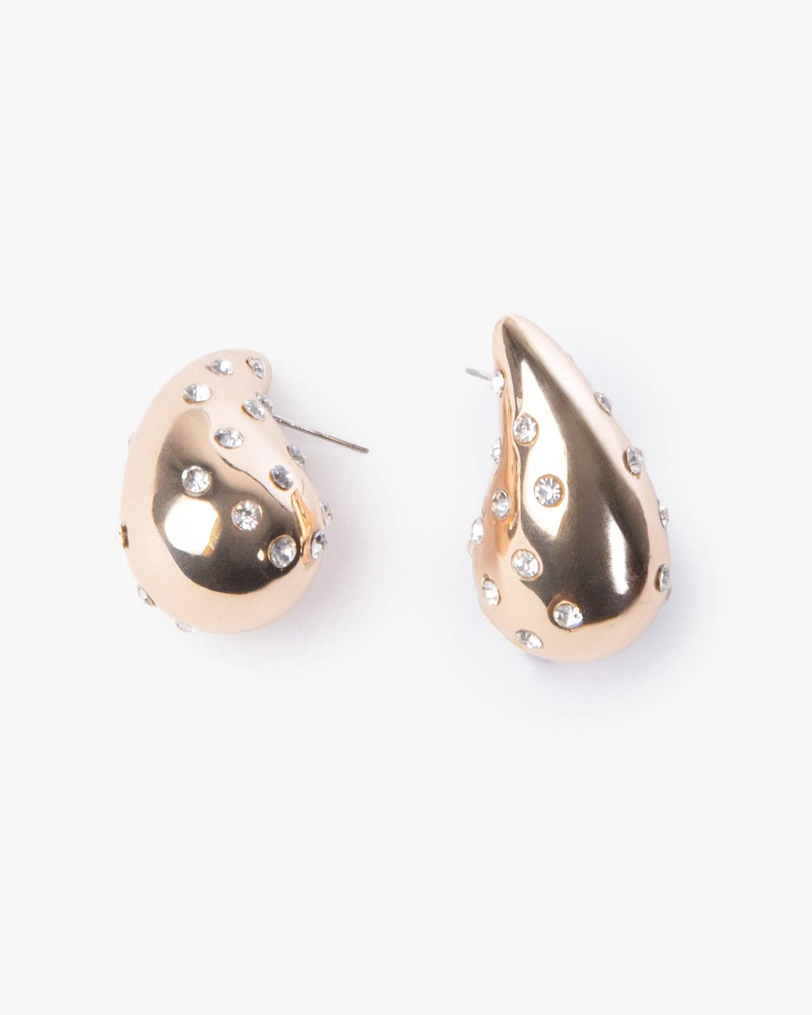 Gold Crystal Tear Drop Stud Earrings