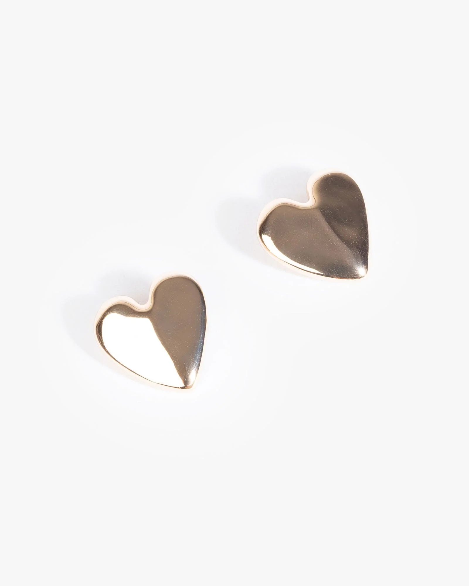Gold Irregular Heart Statement Stud Earrings
