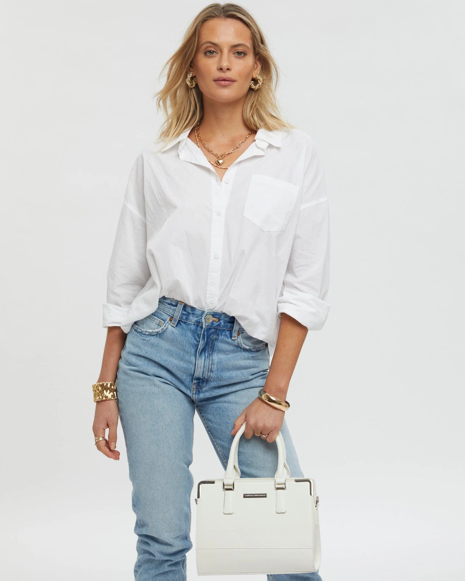 White Stef Panel Tote Bag