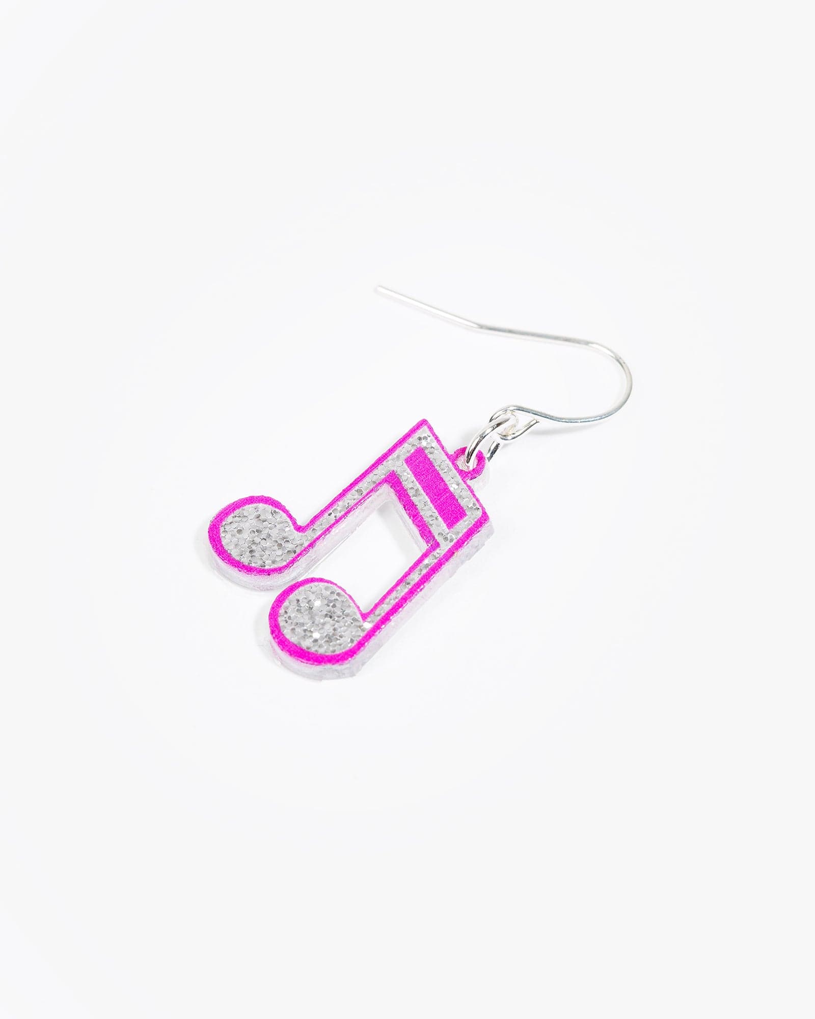 Multi Colour Glitter Music Note Drop Earrings
