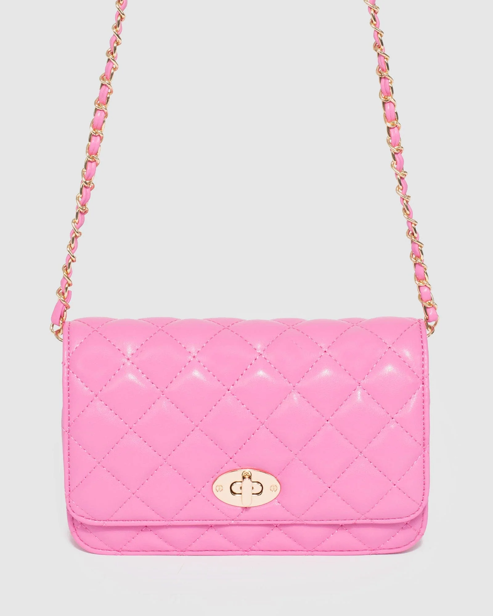 Pink Eboni Quilted Crossbody Bag