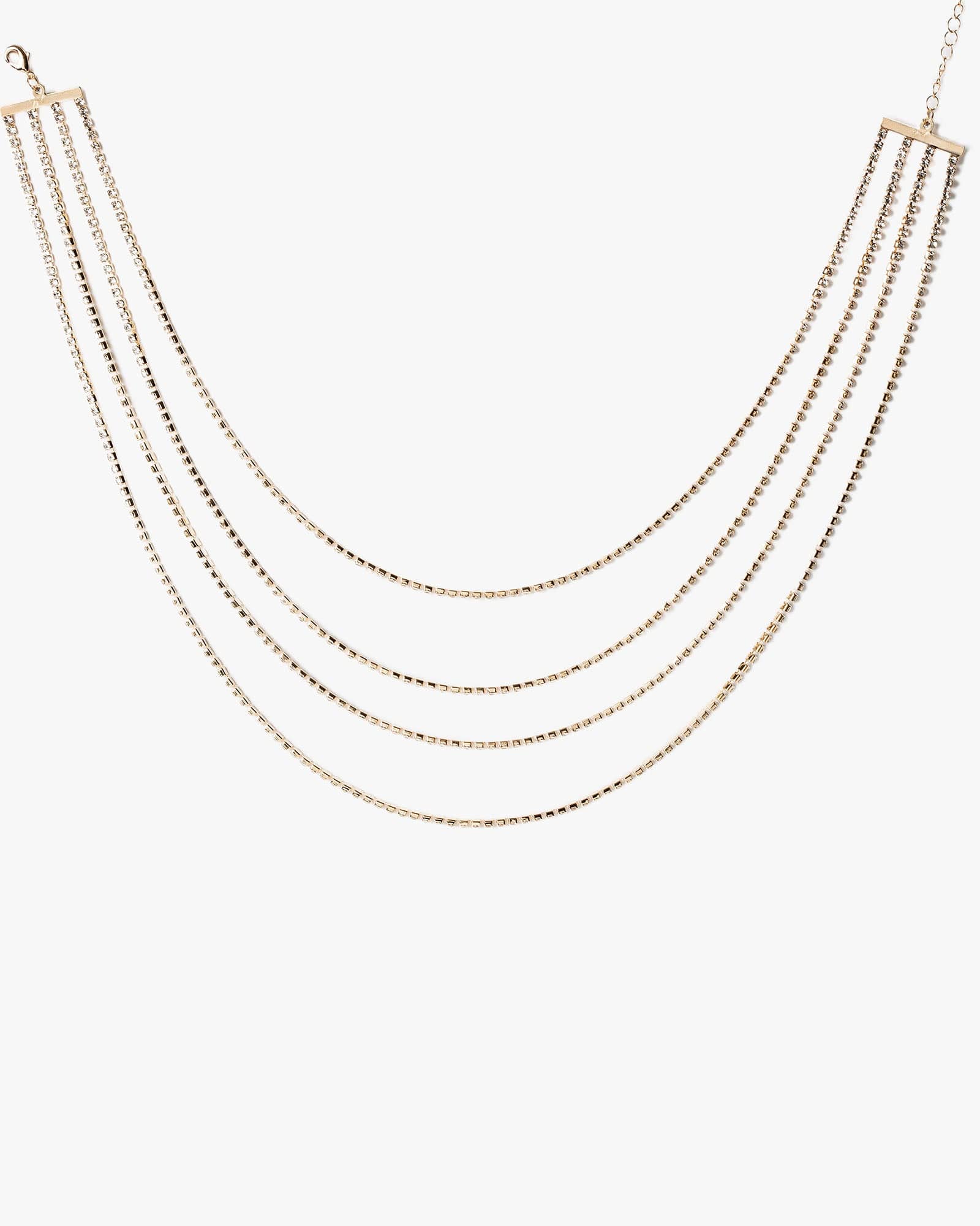 Crystal 4 Row Thin Necklace