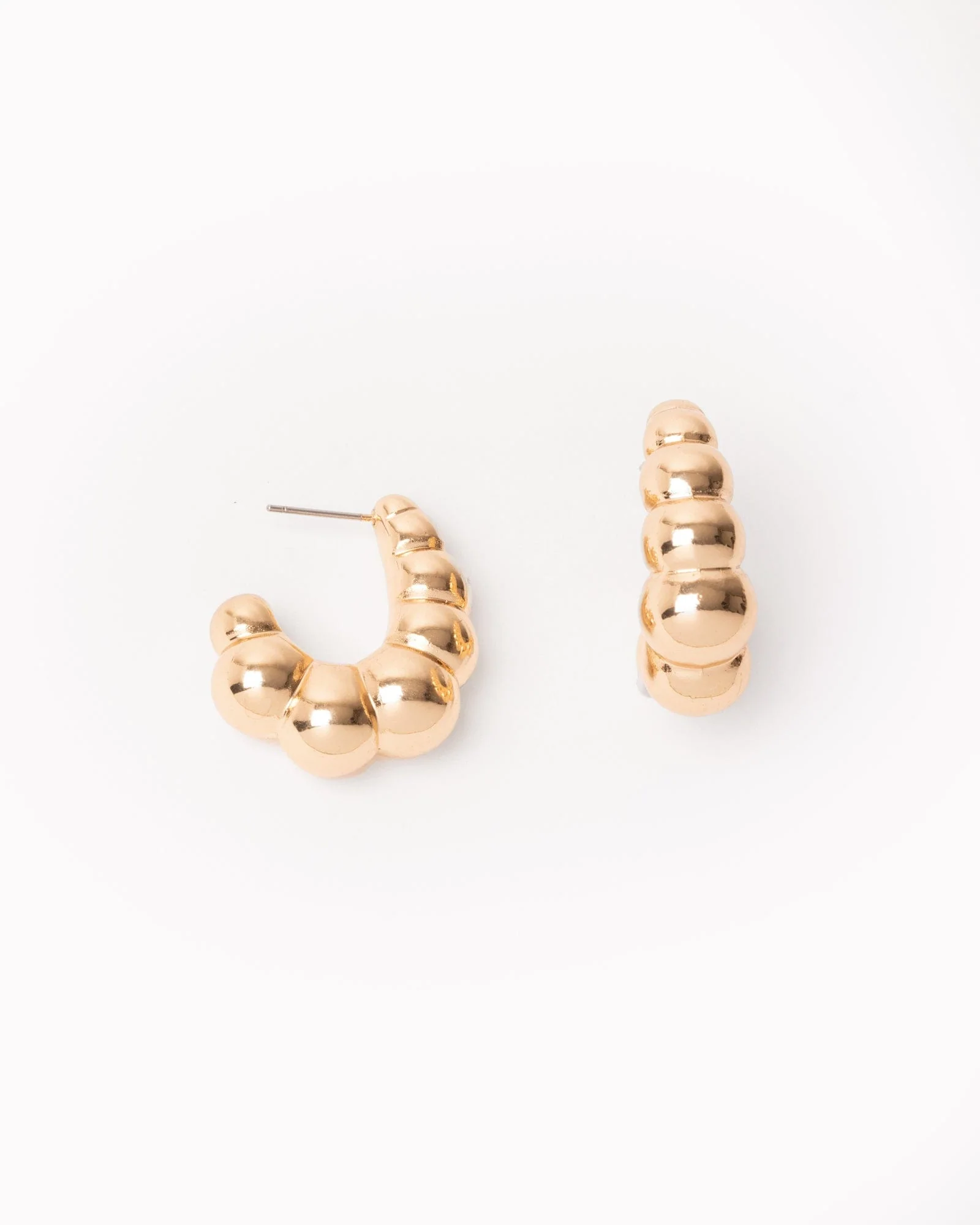 Gold Croissant Oval Hoop Earrings