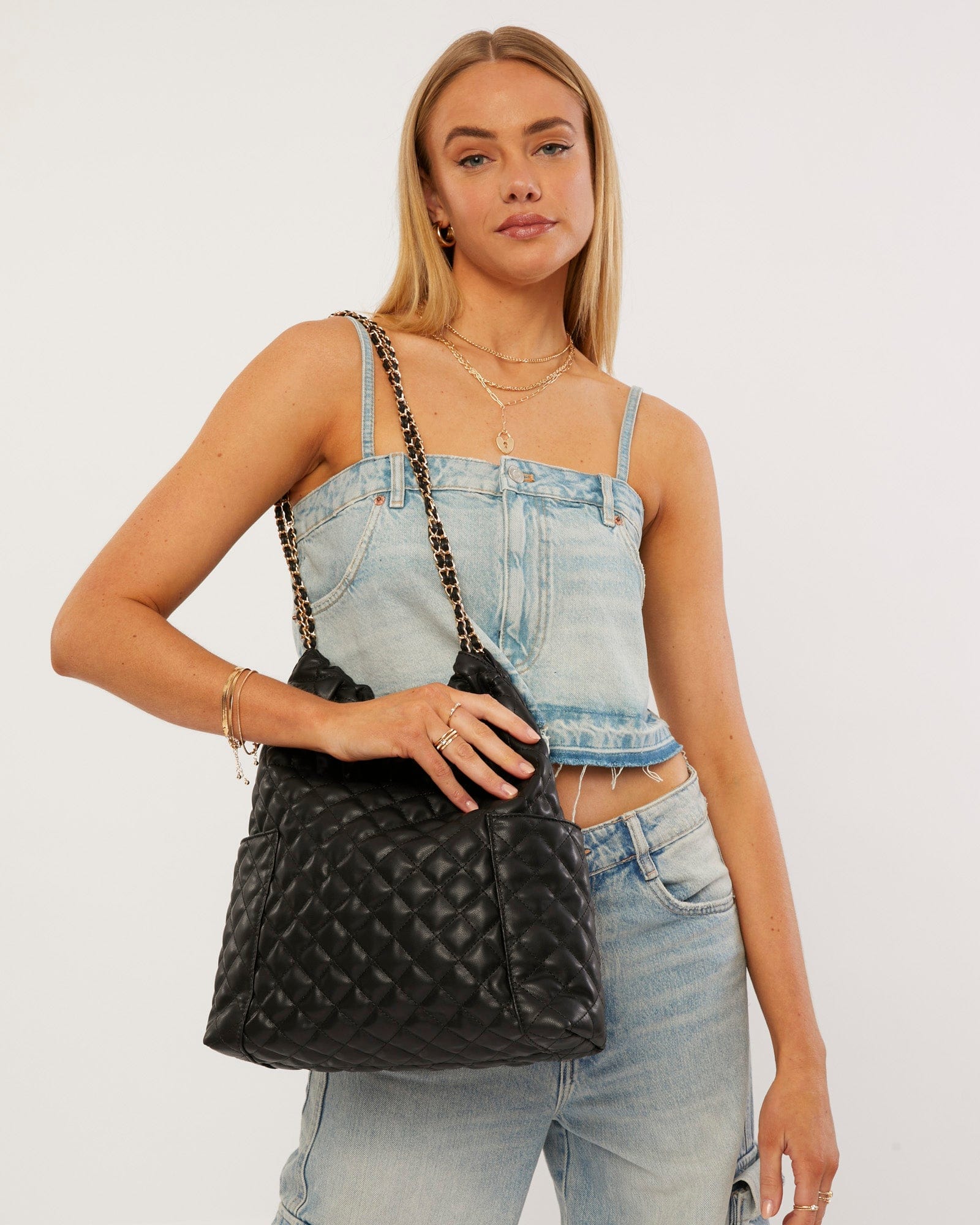 Black Zara Slouch Quilt Bag