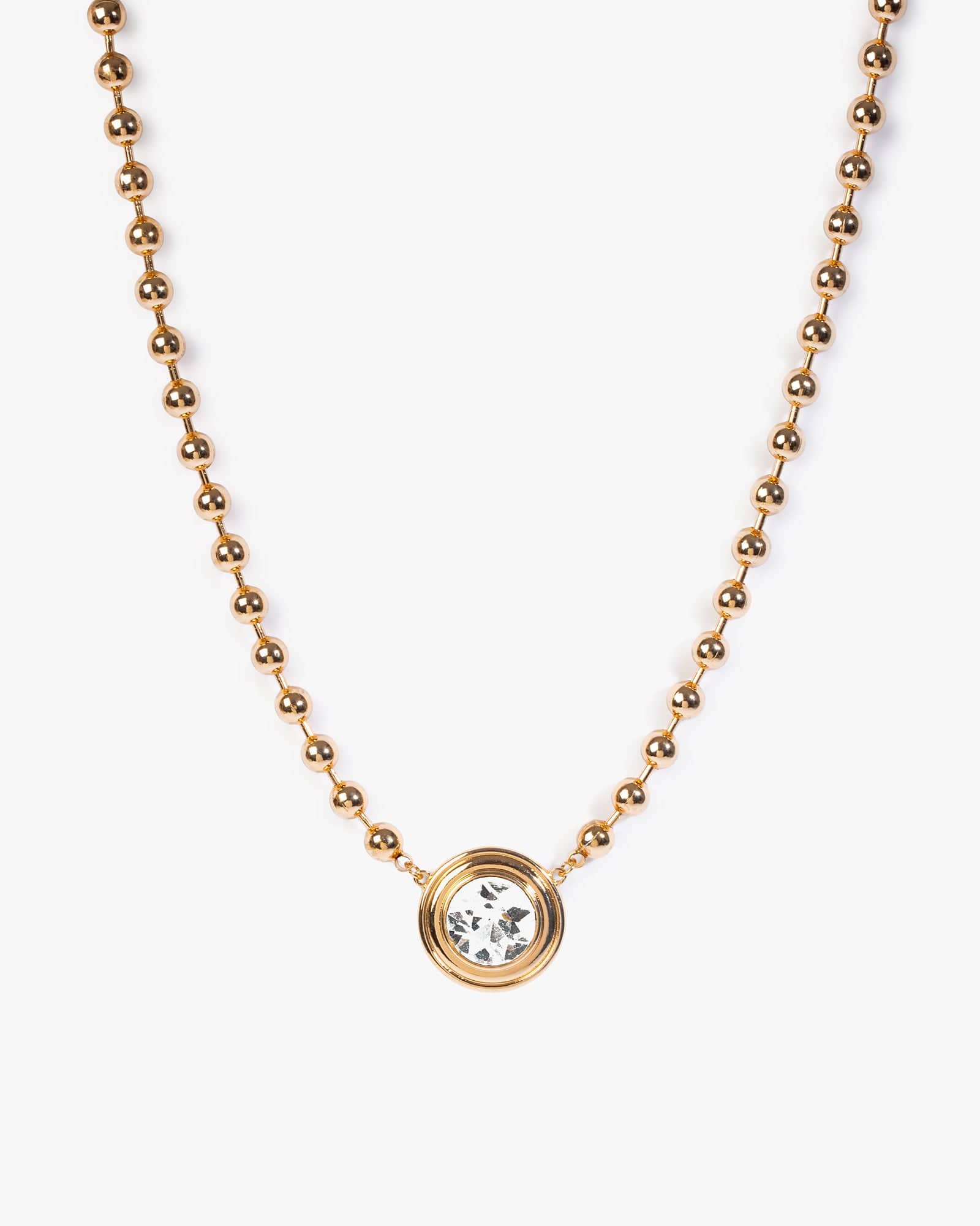Gold Statement Pendant Ball Chain Necklace