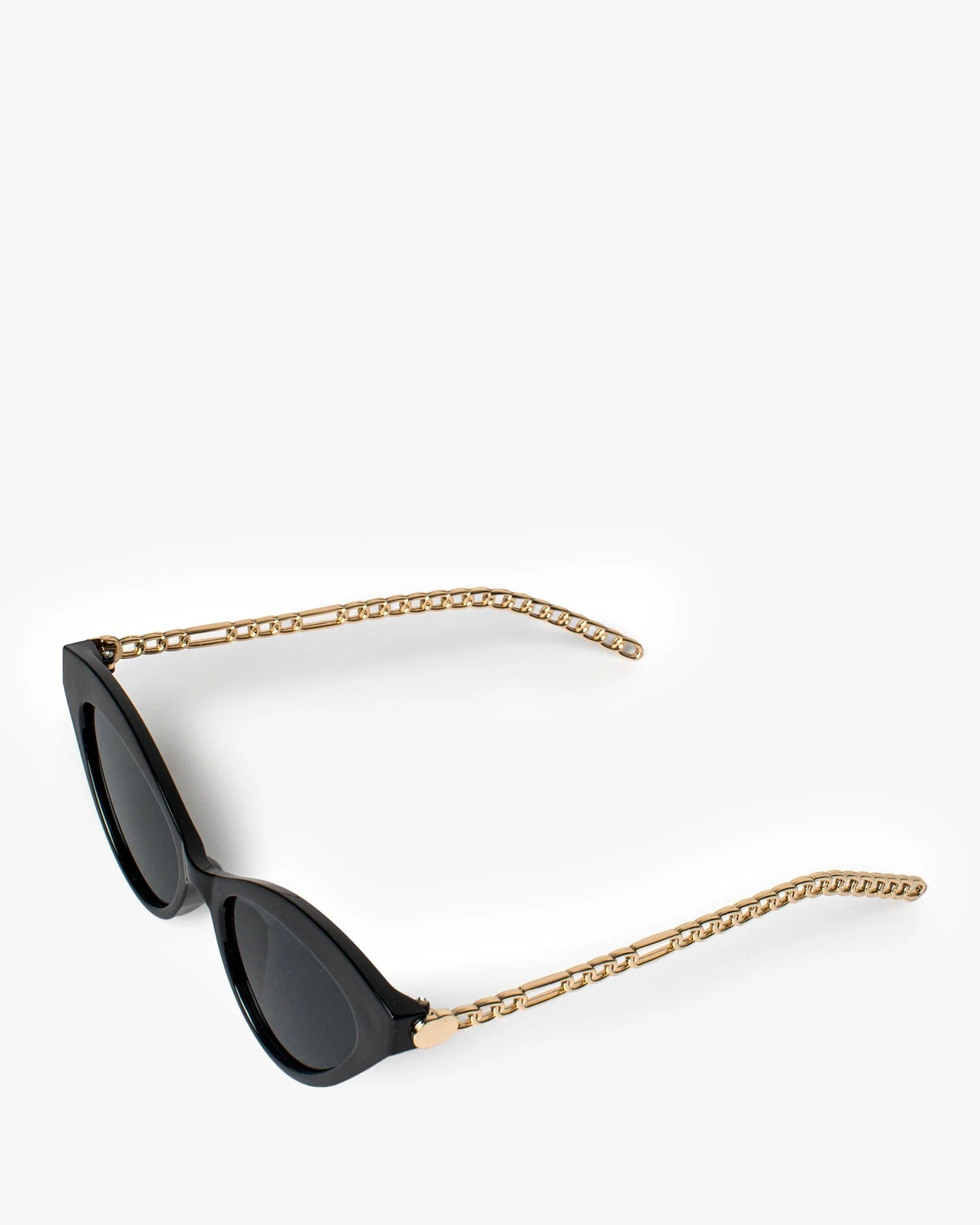 Black Cat-Eye Chain Detail Sunglasses
