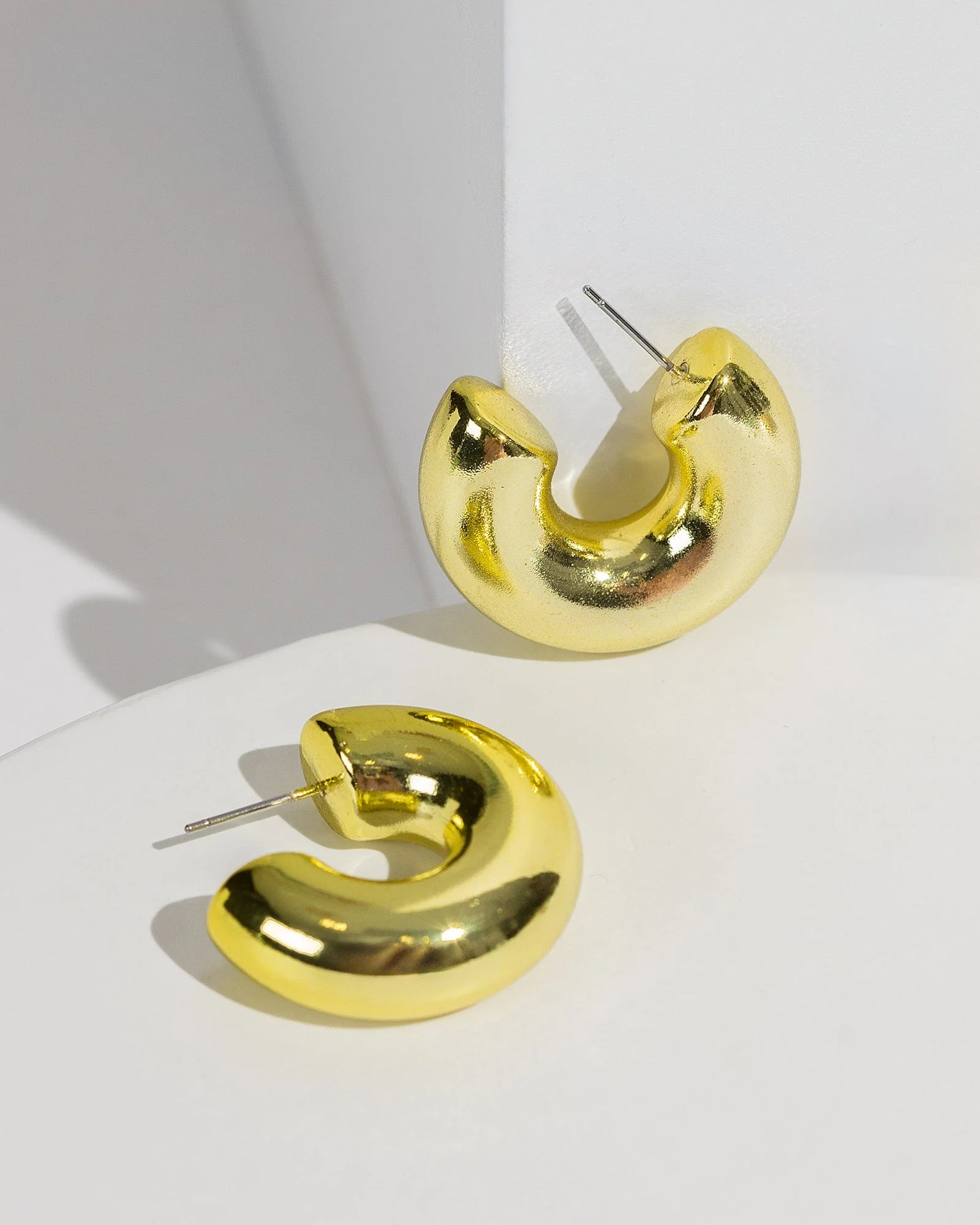 Green Chunky Huggie Hoop Earrings